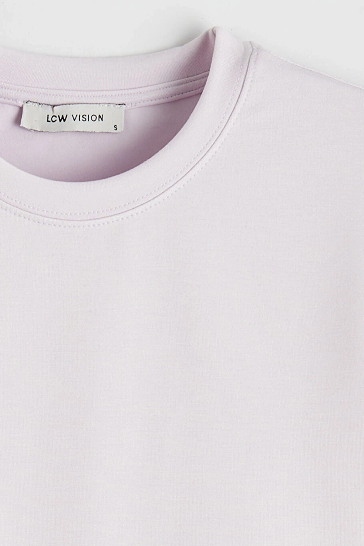 LCW Vision Lila Bisiklet Yaka Kadın Tişört