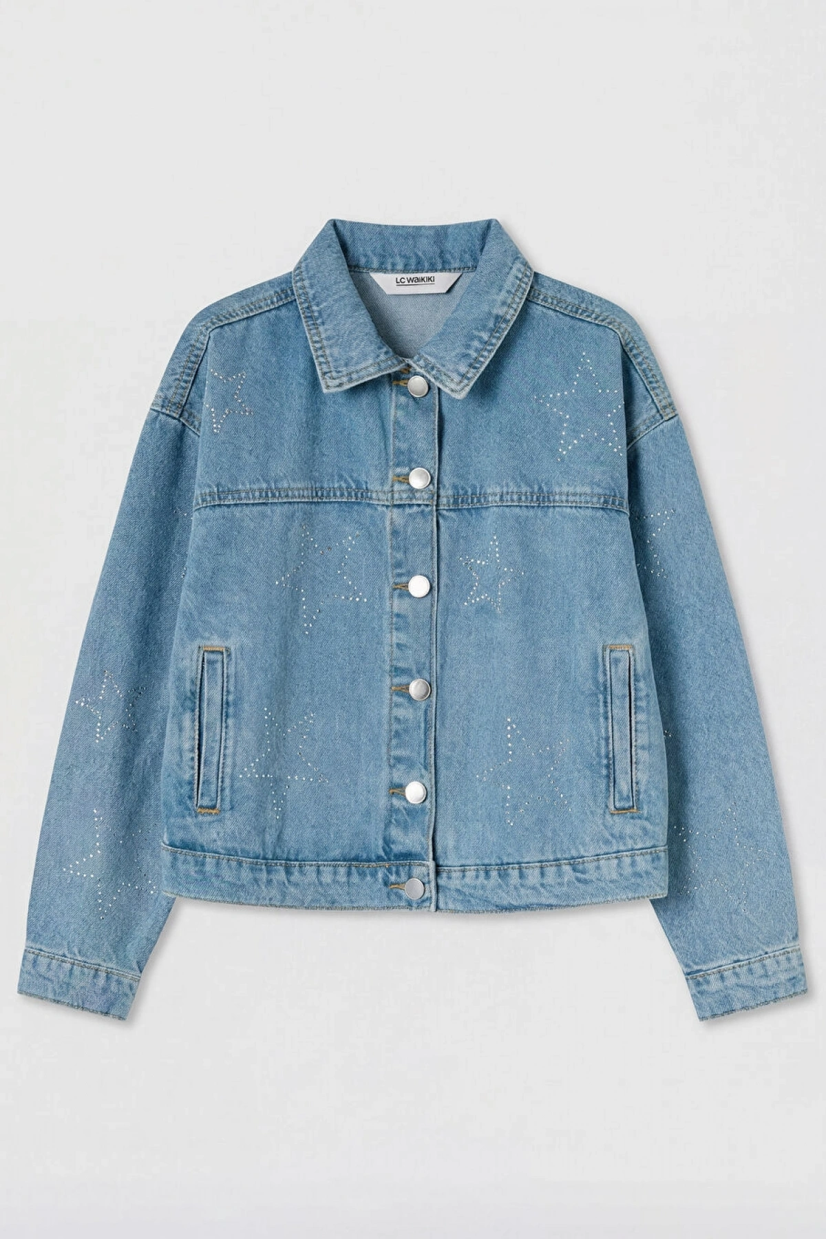 LCW Kids Mavi Taşlı Kız Çocuk Jean Ceket