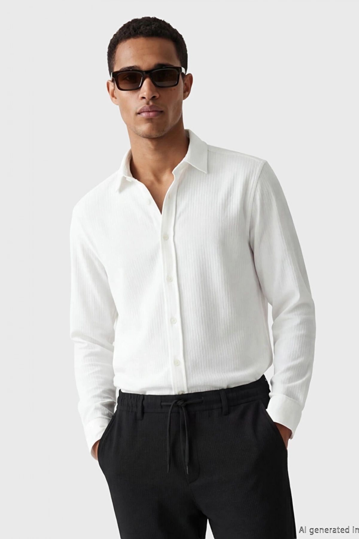 LCW Vision Beyaz Slim Fit Erkek Dokulu Gömlek