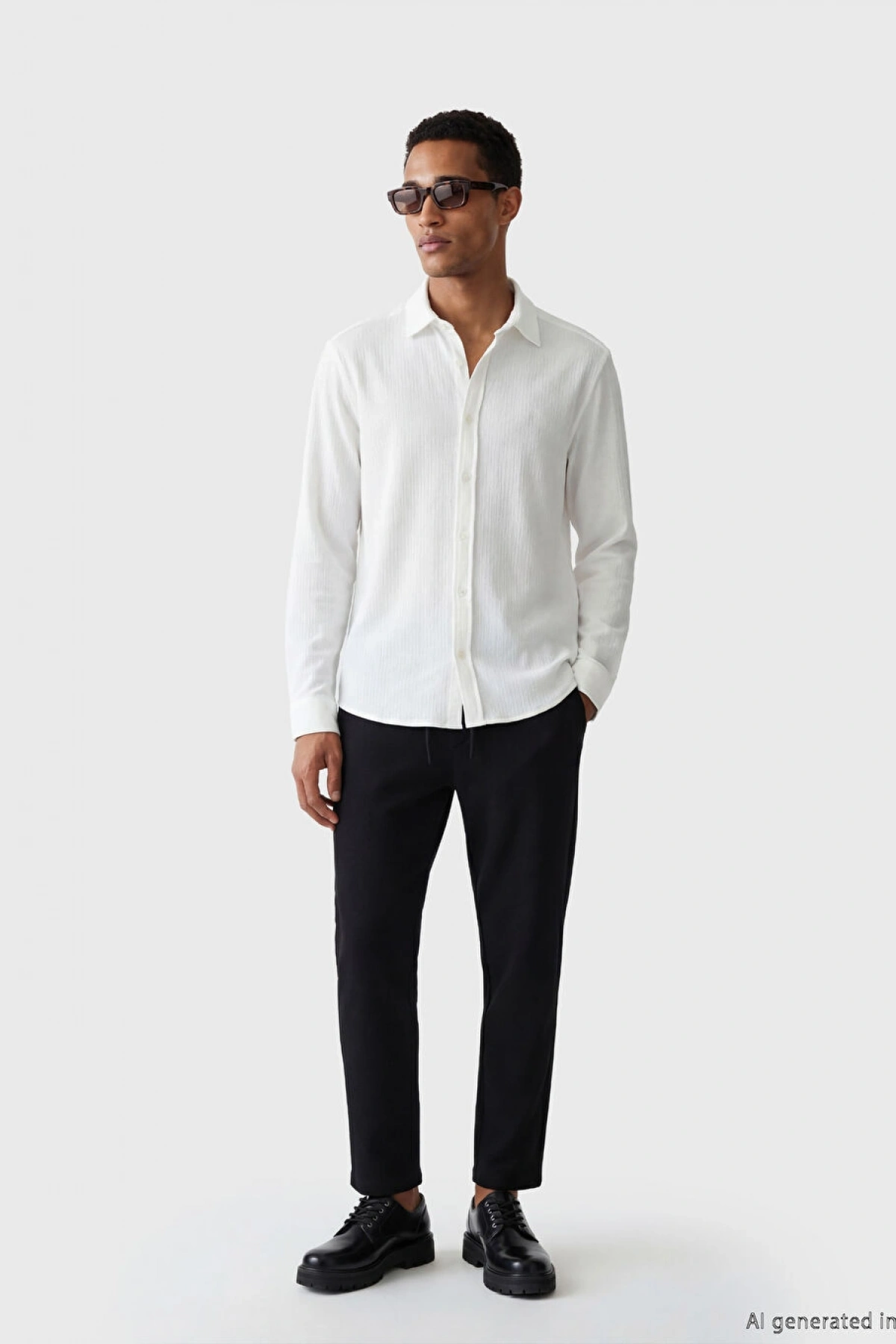 LCW Vision Beyaz Slim Fit Erkek Dokulu Gömlek