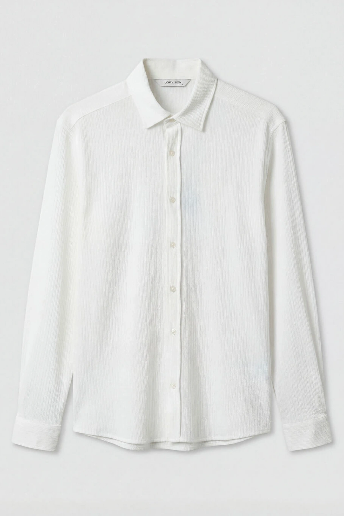 LCW Vision Beyaz Slim Fit Erkek Dokulu Gömlek
