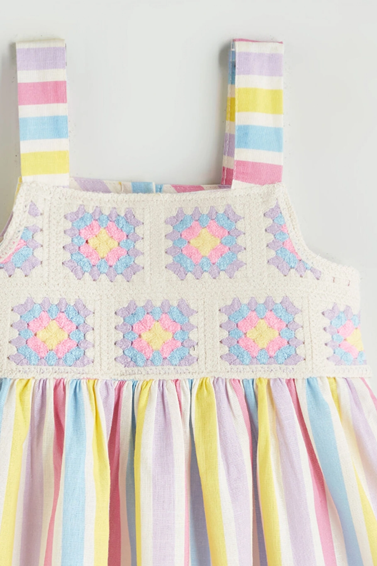 LCW Kids Karışık Kare Yaka Kız Çocuk Keten Elbise