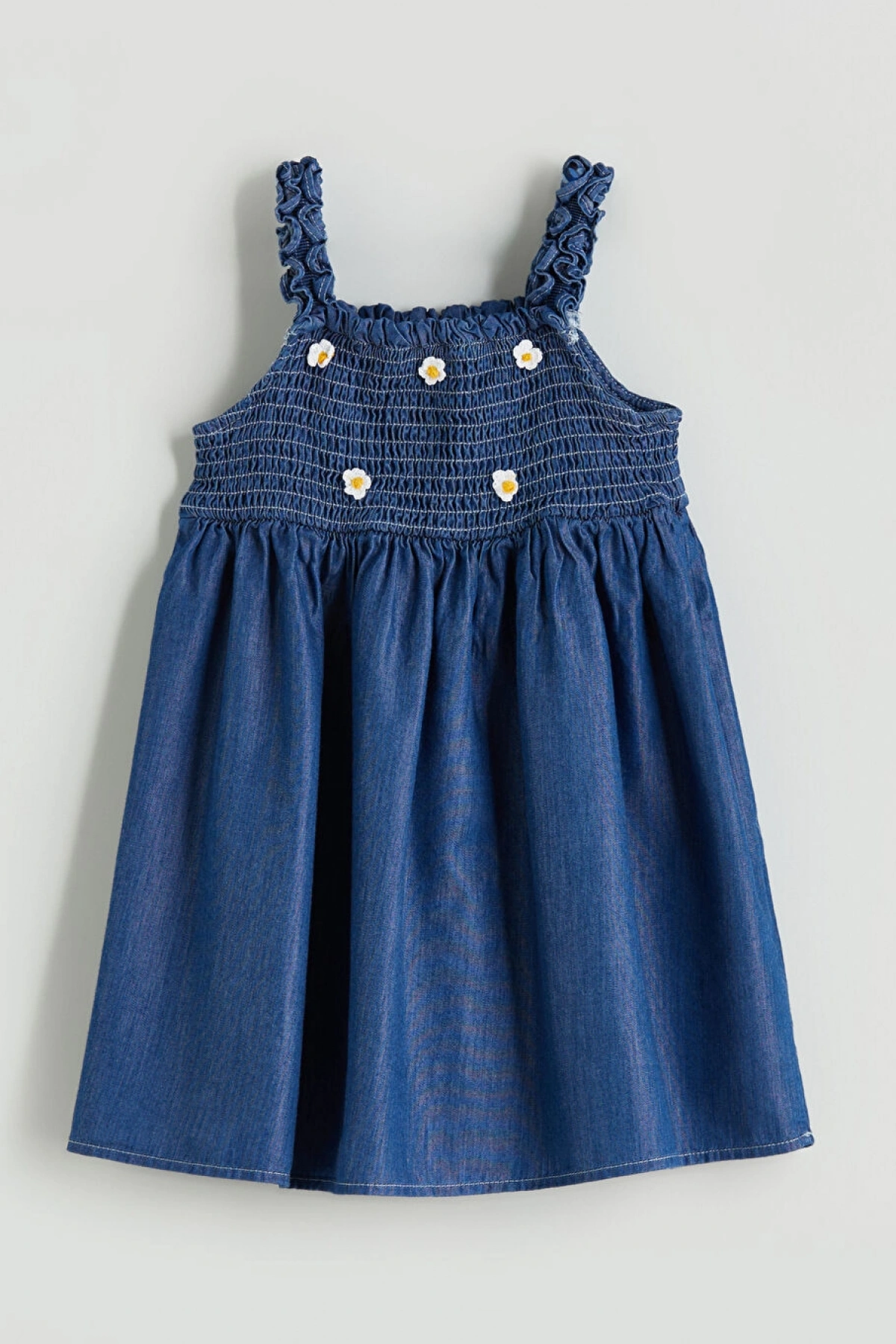 LCW Kids Mavi Çiçekli Kız Çocuk Jean Elbise