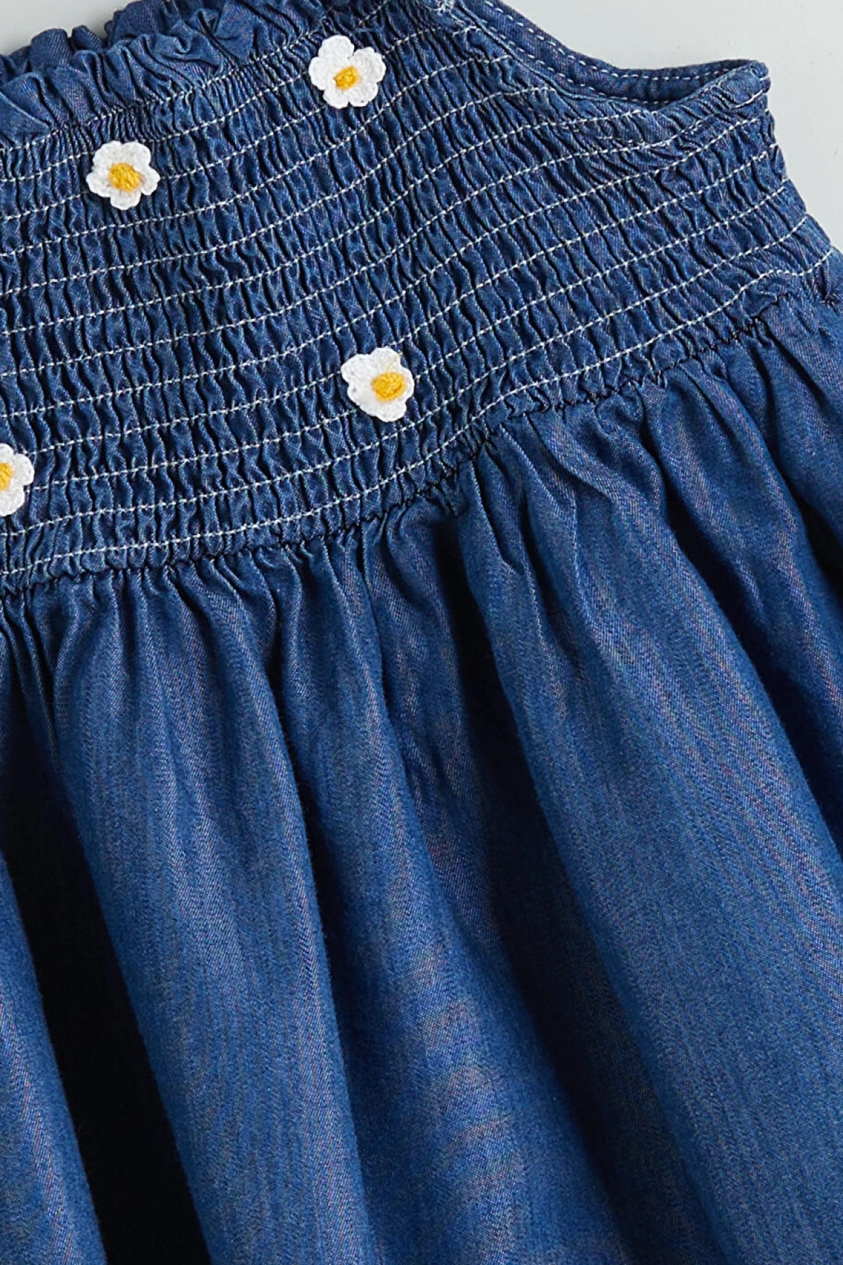 LCW Kids Mavi Çiçekli Kız Çocuk Jean Elbise