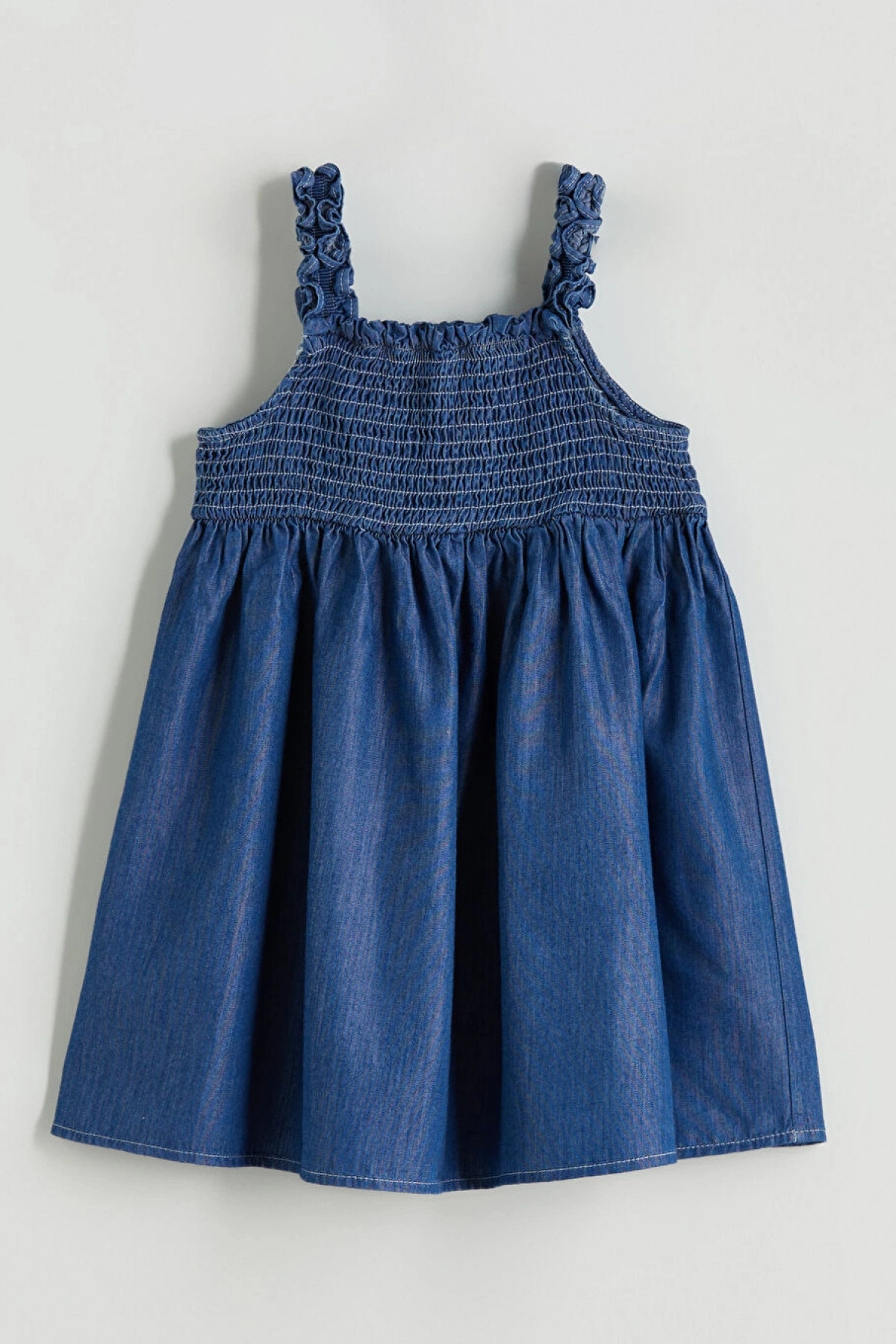 LCW Kids Mavi Çiçekli Kız Çocuk Jean Elbise