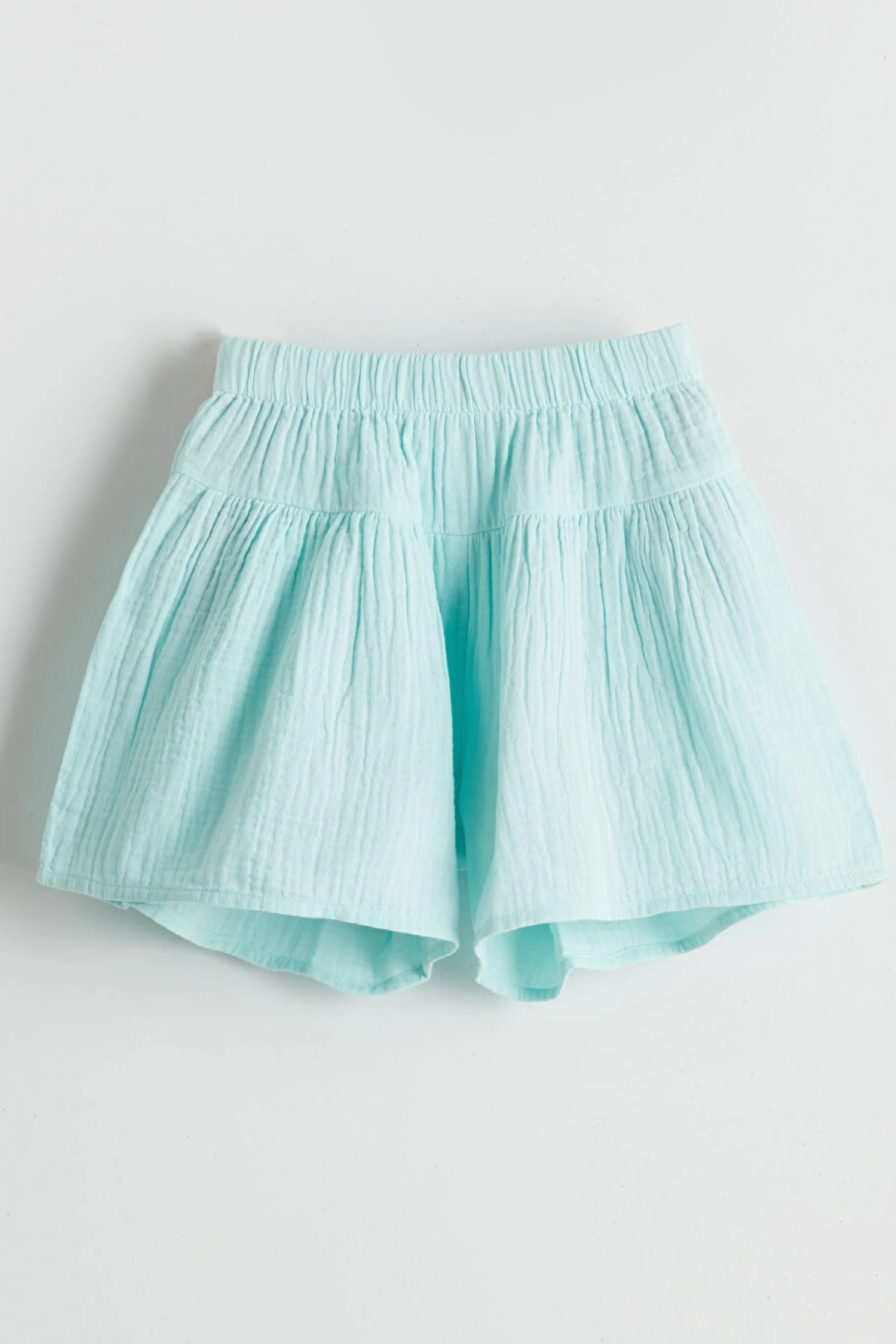 LCW Kids Turkuaz Beli Lastikli Basic Müslin Kız Çocuk Şort