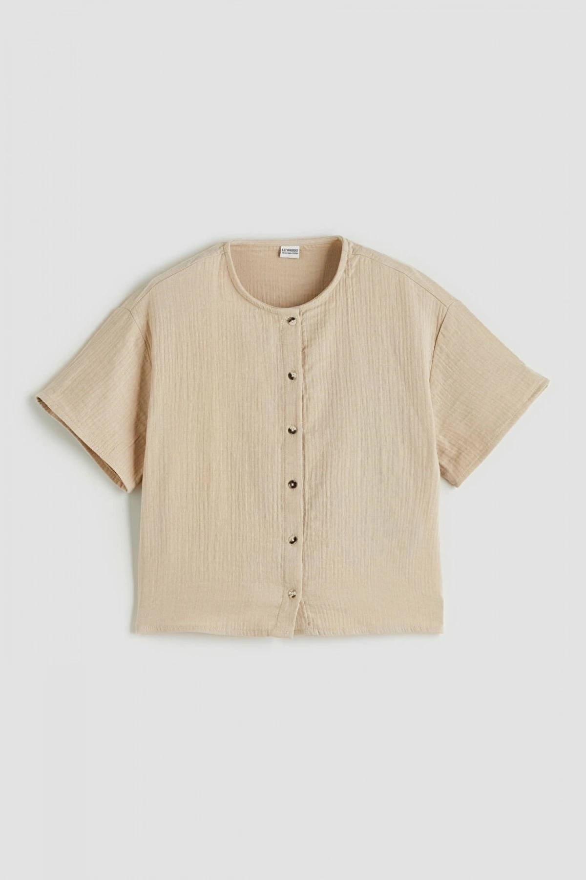 LCW Kids Bej Kısa Kollu Müslin Kız Çocuk Gömlek