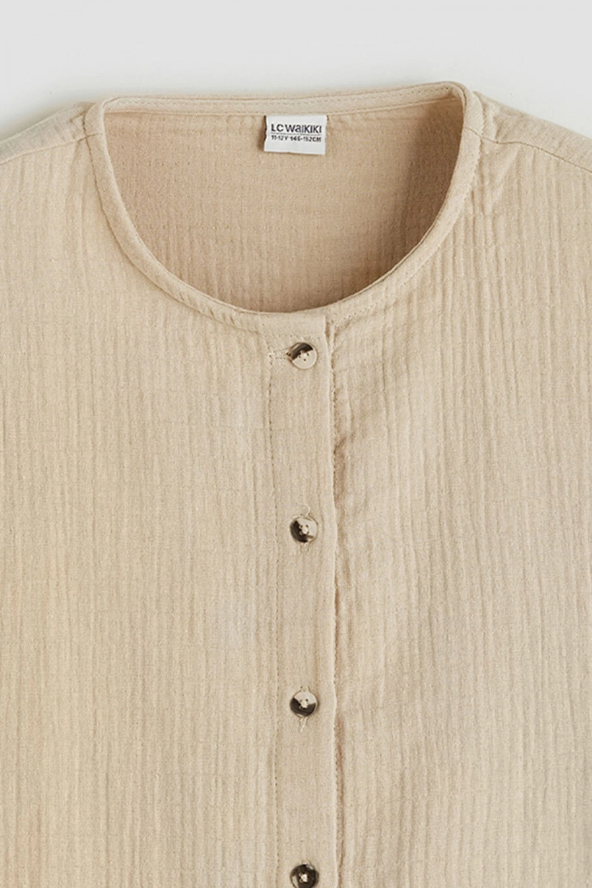 LCW Kids Bej Kısa Kollu Müslin Kız Çocuk Gömlek