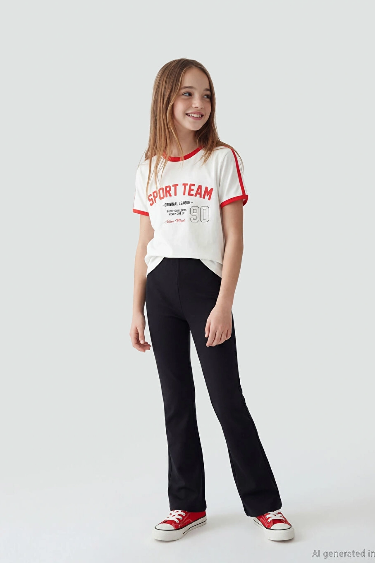 LCW Kids Siyah Beli Lastikli Ispanyol Paça Kız Çocuk Tayt