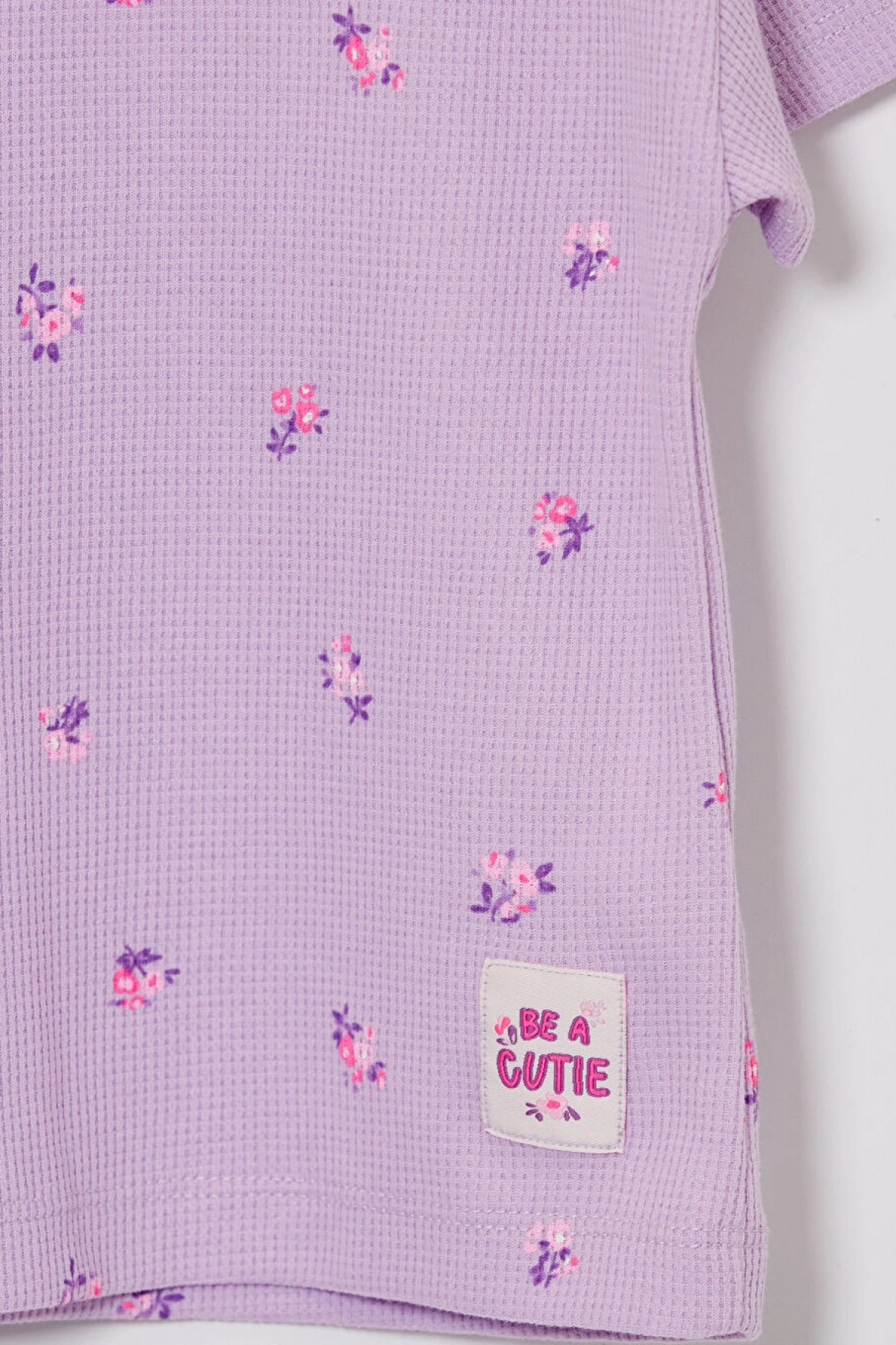 LCW Kids Lila Bisiklet Yaka Baskılı Kız Çocuk Tişört