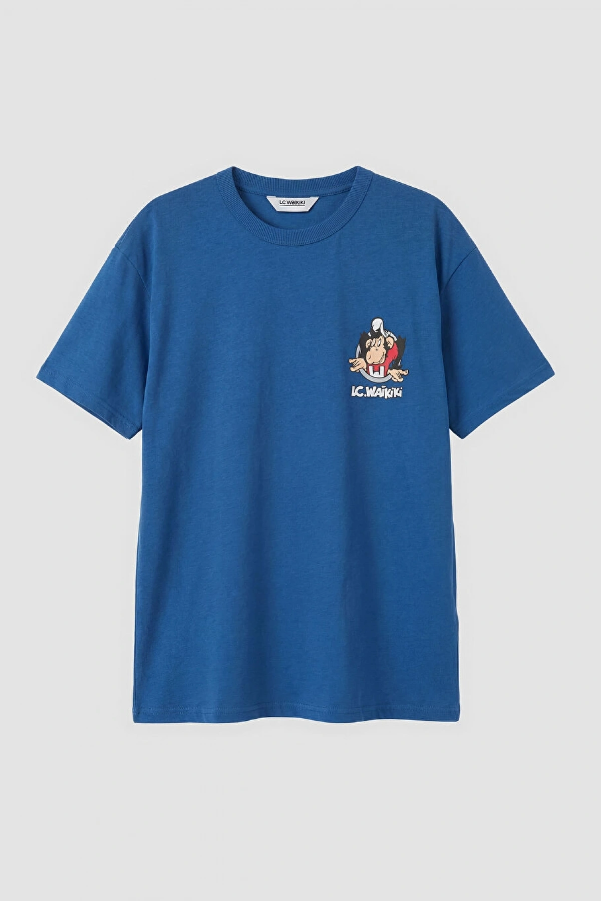 LCW Kids Mavi Nostaljik Maymun Baskılı Erkek Çocuk Tişört