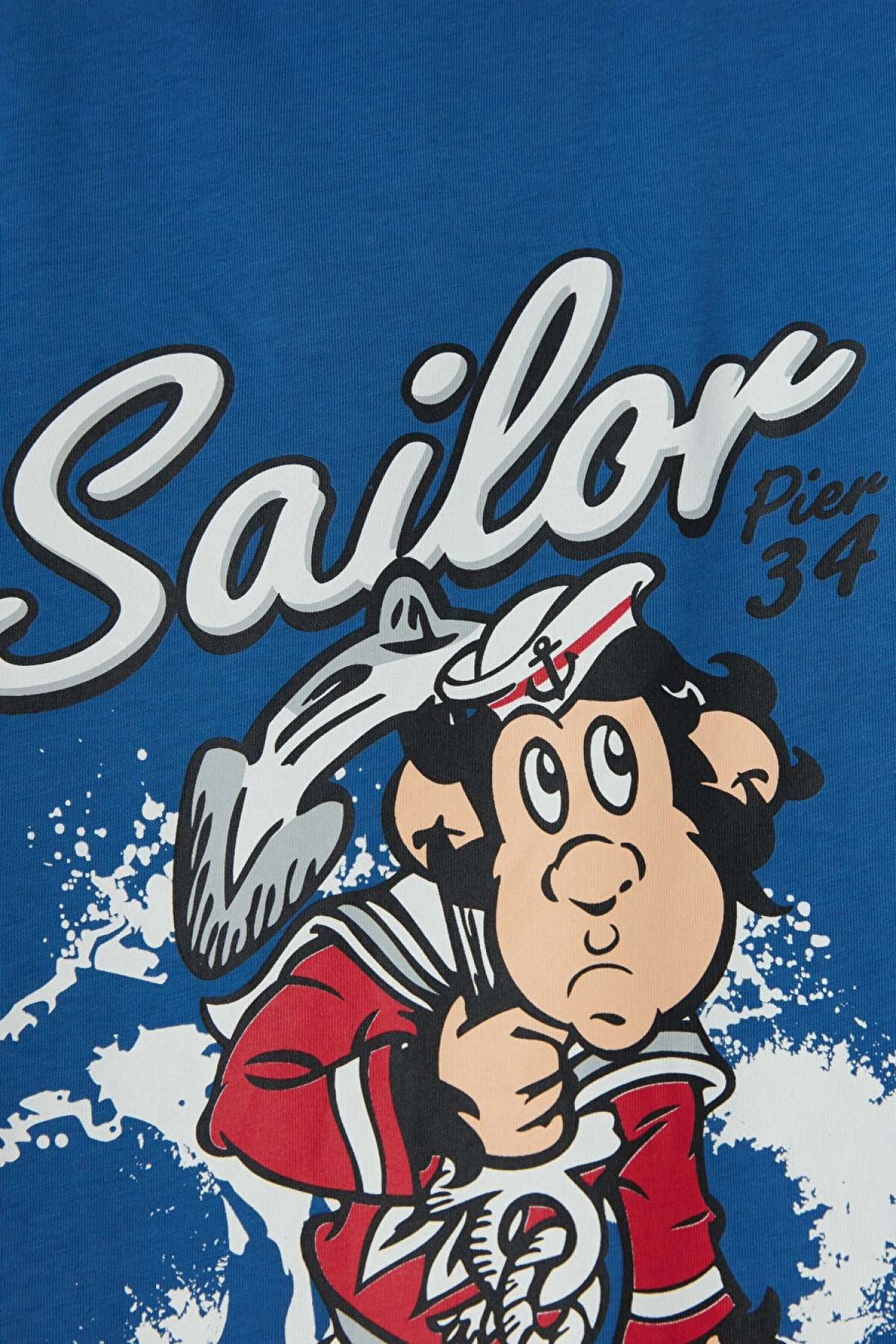 LCW Kids Mavi Nostaljik Maymun Baskılı Erkek Çocuk Tişört