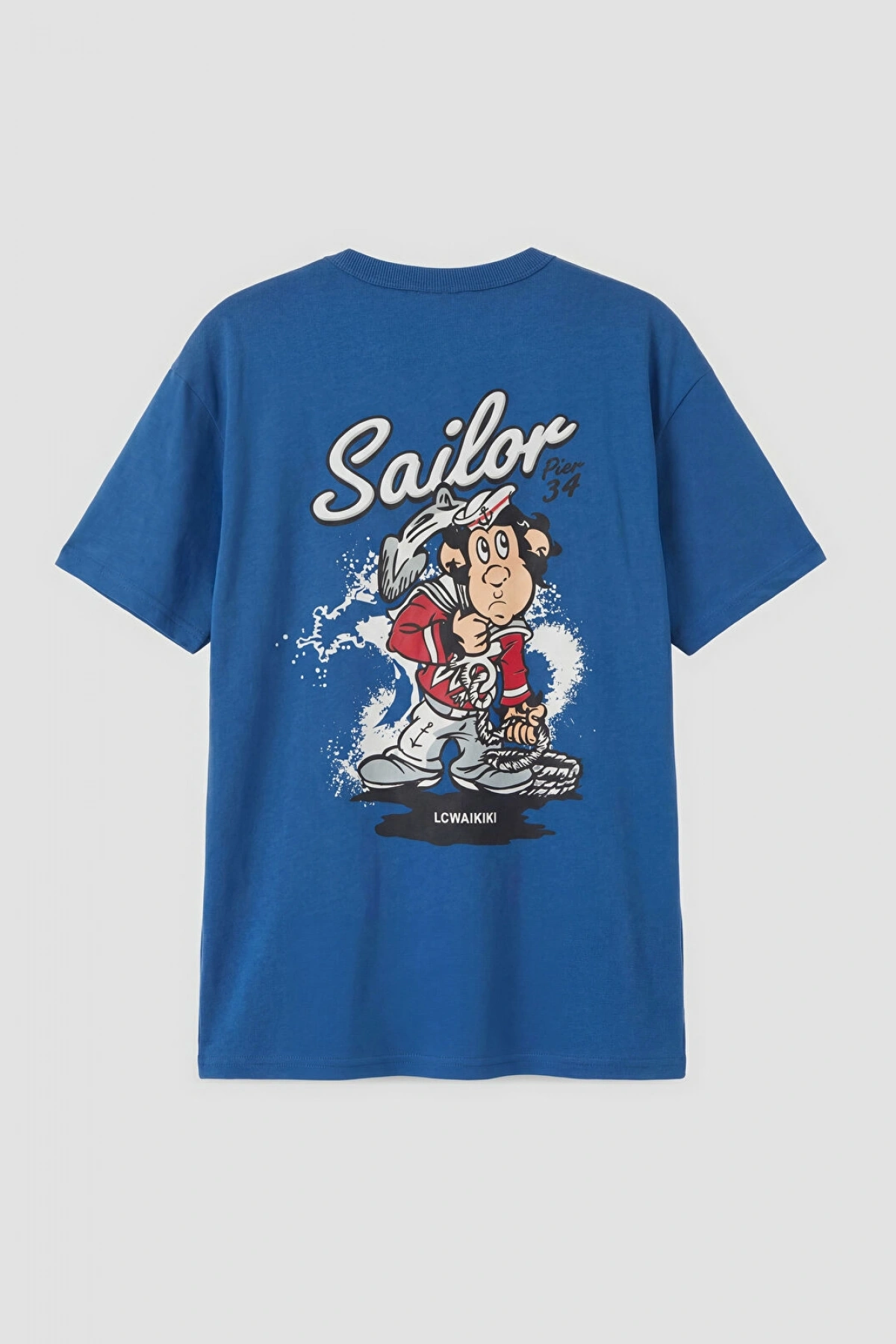 LCW Kids Mavi Nostaljik Maymun Baskılı Erkek Çocuk Tişört