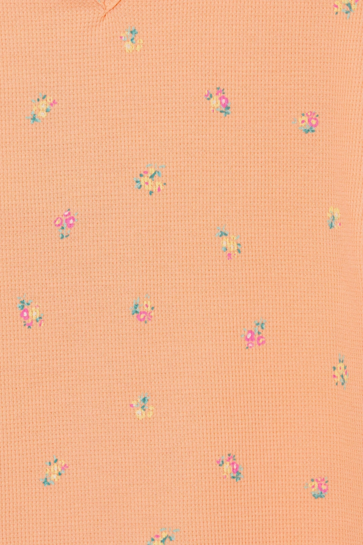 LCW Kids Mercan Bisiklet Yaka Çiçekli Kız Çocuk Tişört