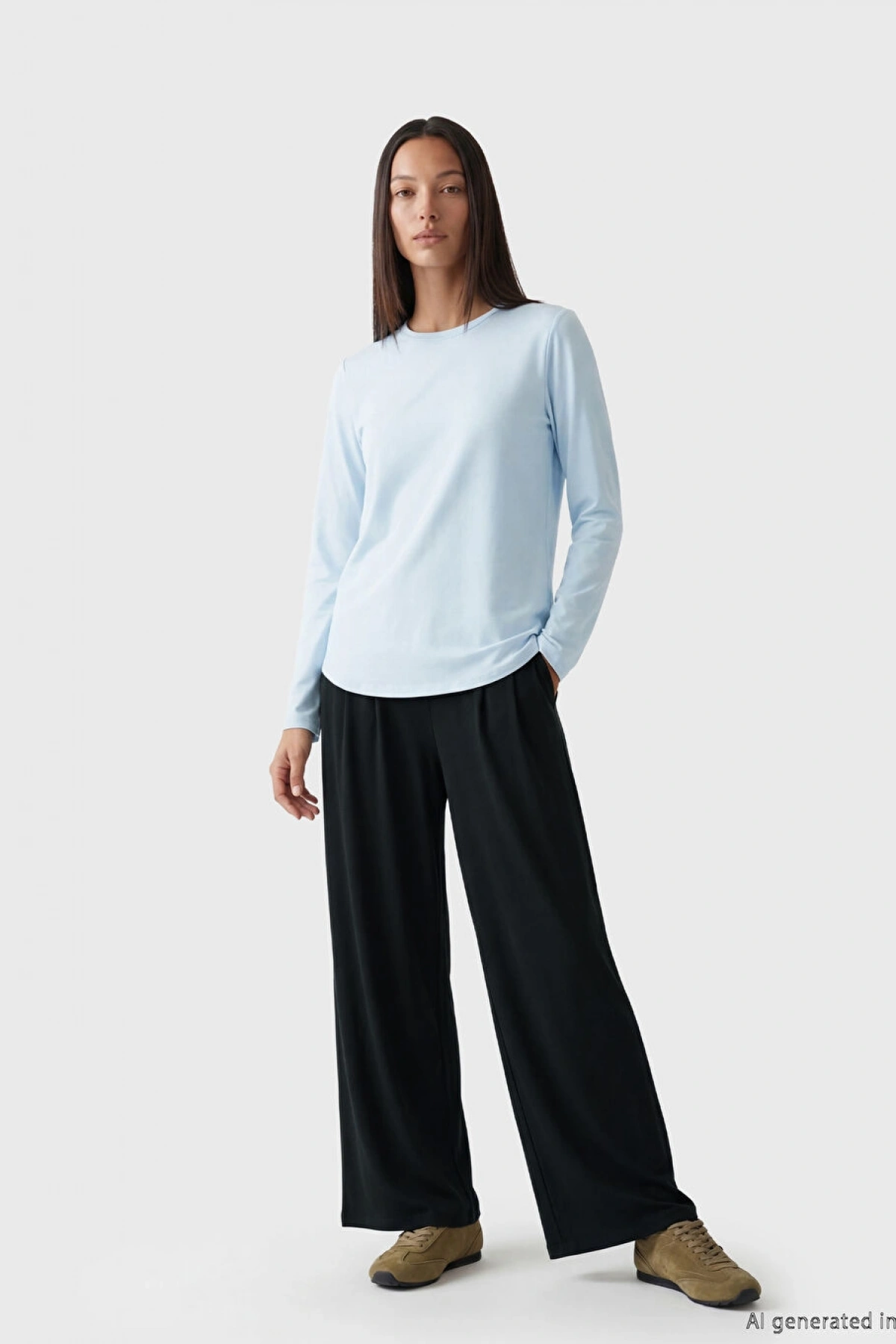 LC WAIKIKI Siyah Beli Lastikli Geniş Paça Kadın Pantolon