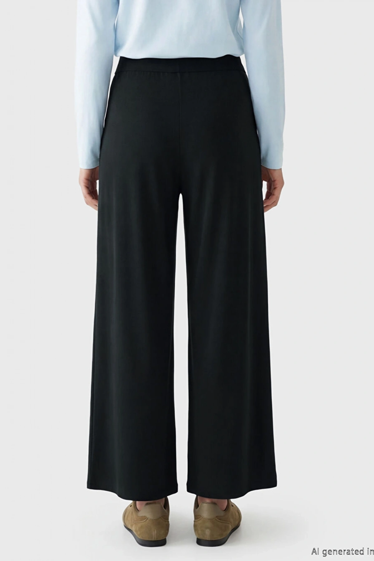 LC WAIKIKI Siyah Beli Lastikli Geniş Paça Kadın Pantolon