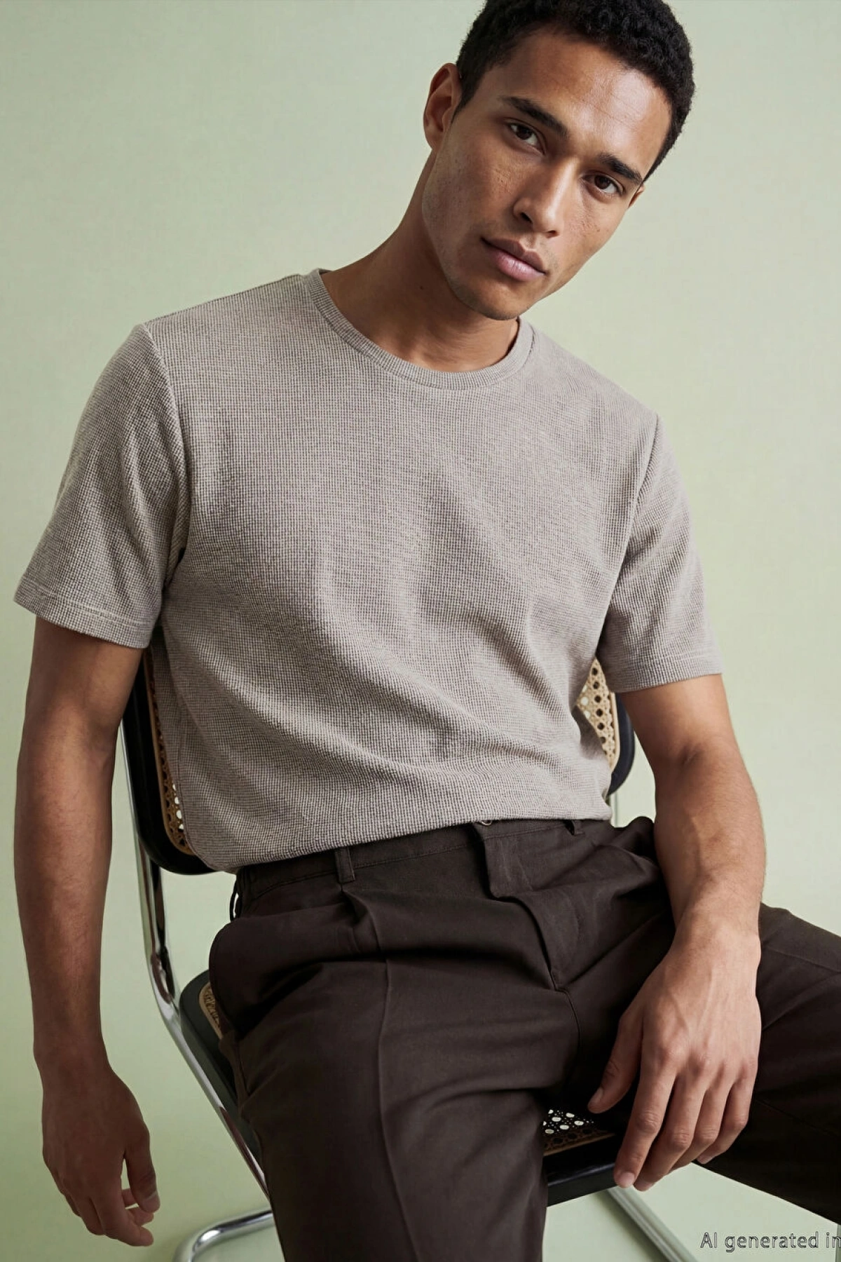 LCWAIKIKI Classic Kahverengi Bisiklet Yaka Erkek Tişört