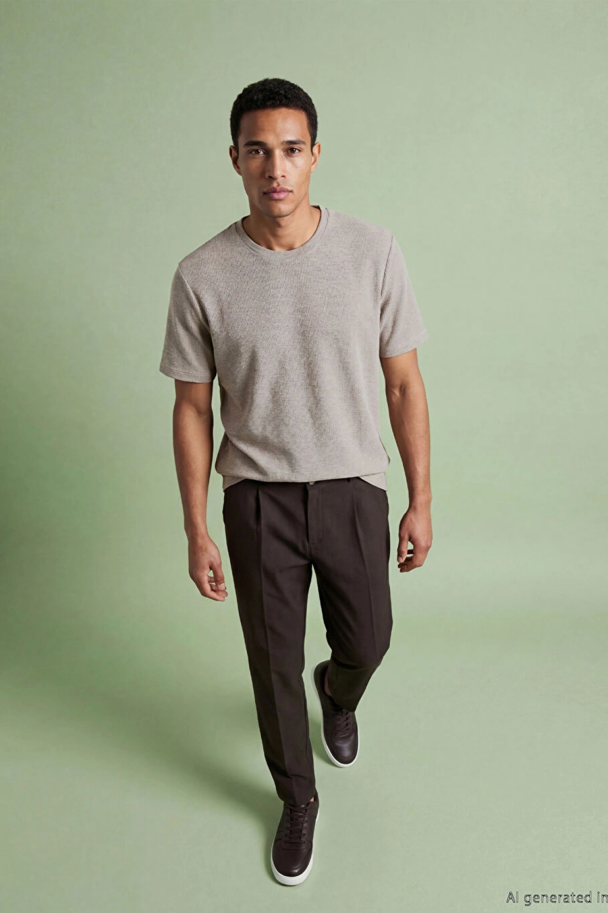 LCWAIKIKI Classic Kahverengi Bisiklet Yaka Erkek Tişört