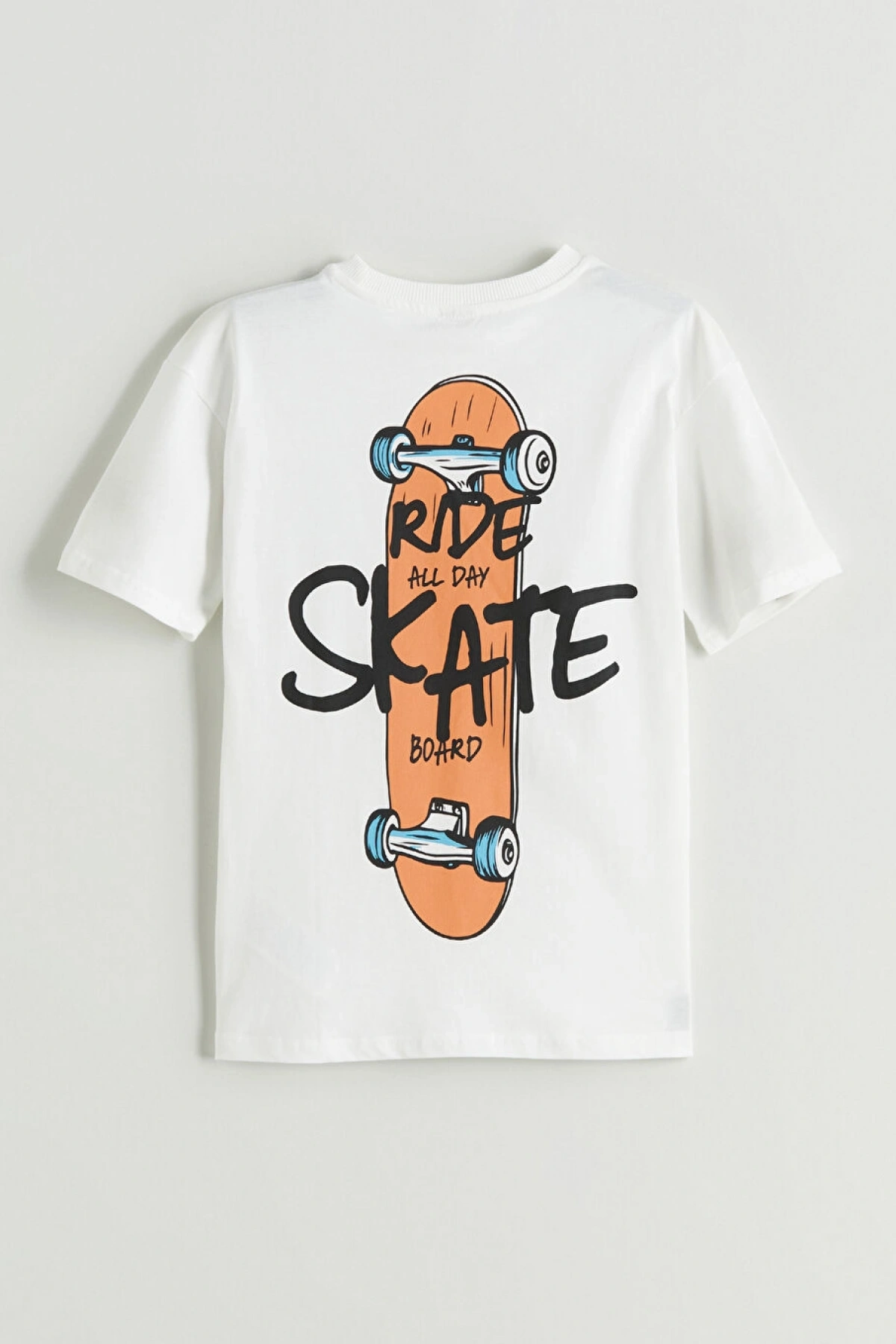 LCW Kids Ekru Bisiklet Yaka Baskılı Erkek Çocuk Tişört