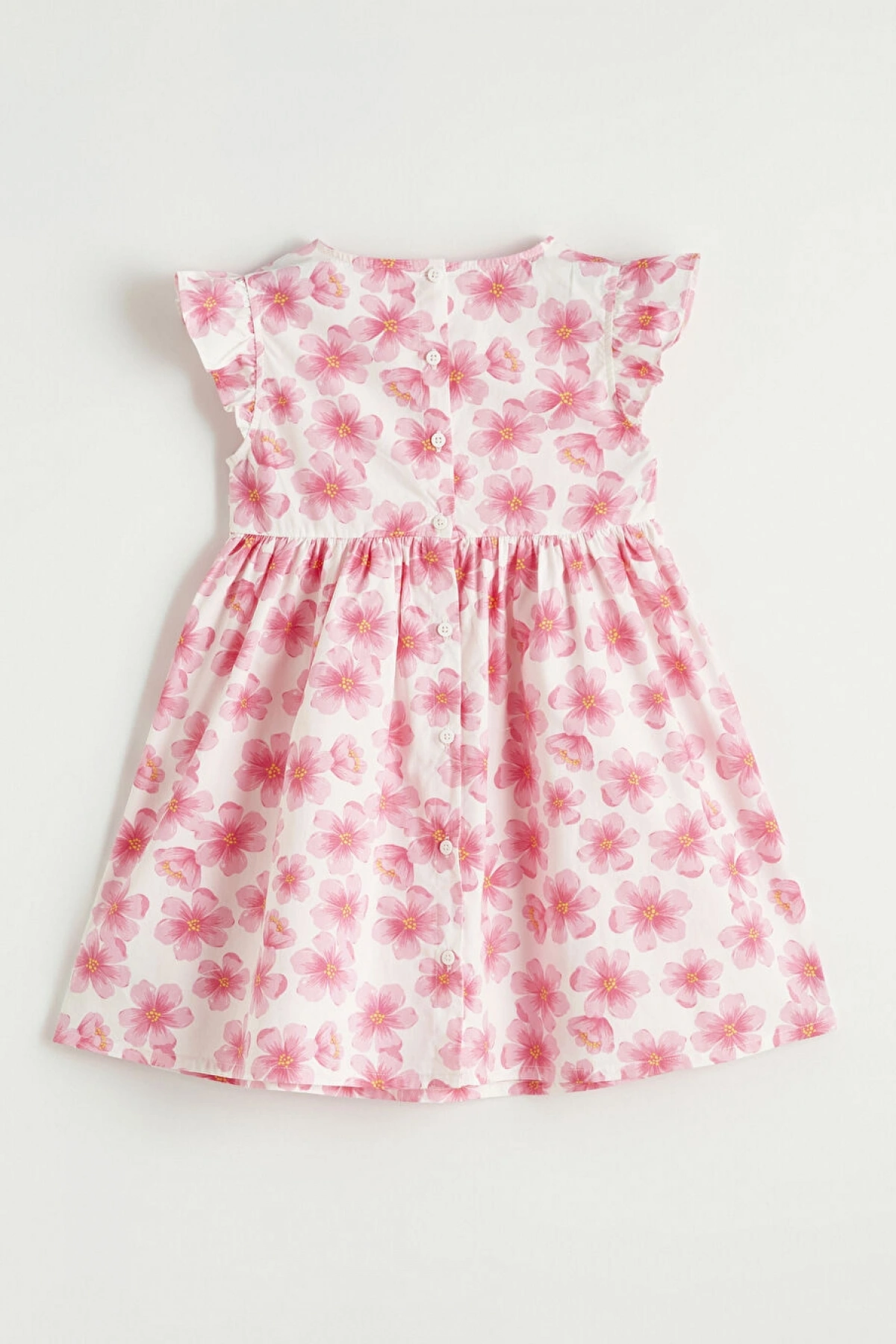 LCW Kids Pembe Bisiklet Yaka Çiçekli Kız Çocuk Elbise