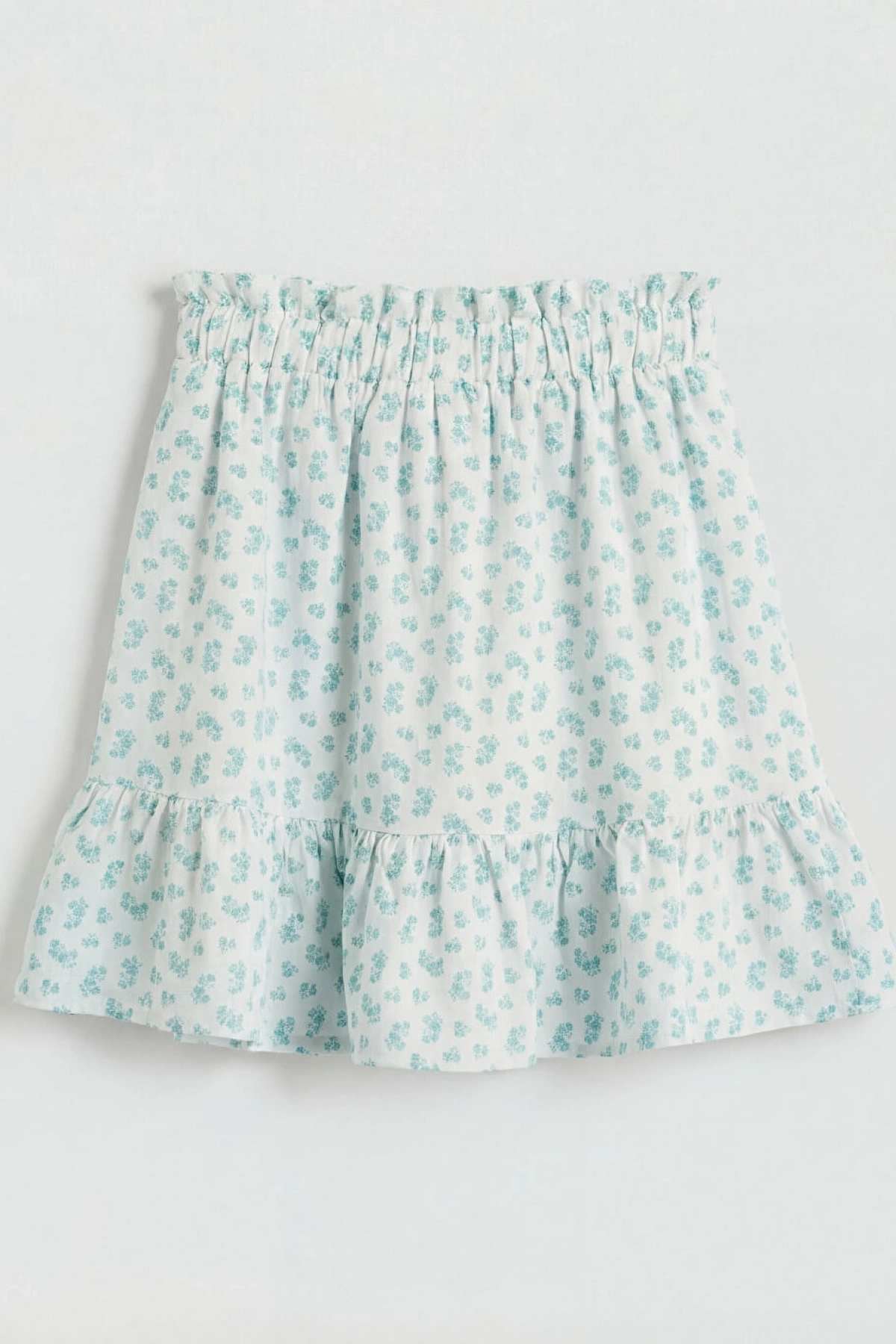 LCW Kids Yeşil Beli Lastikli Kız Çocuk Çiçekli Etek