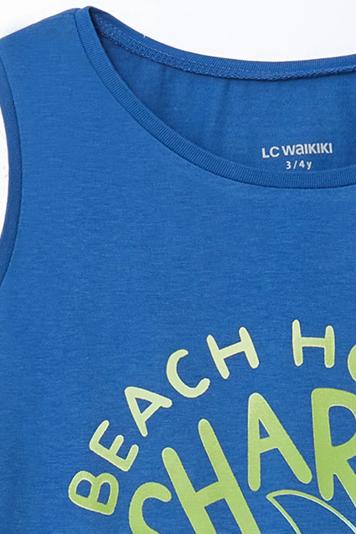 LCW Kids Mavi Bisiklet Yaka Baby Shark Baskılı Erkek Çocuk Atlet