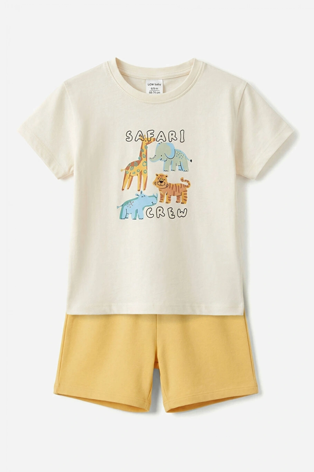 LCW baby Ekru Erkek Bebek Baskılı Tişört Ve Şort