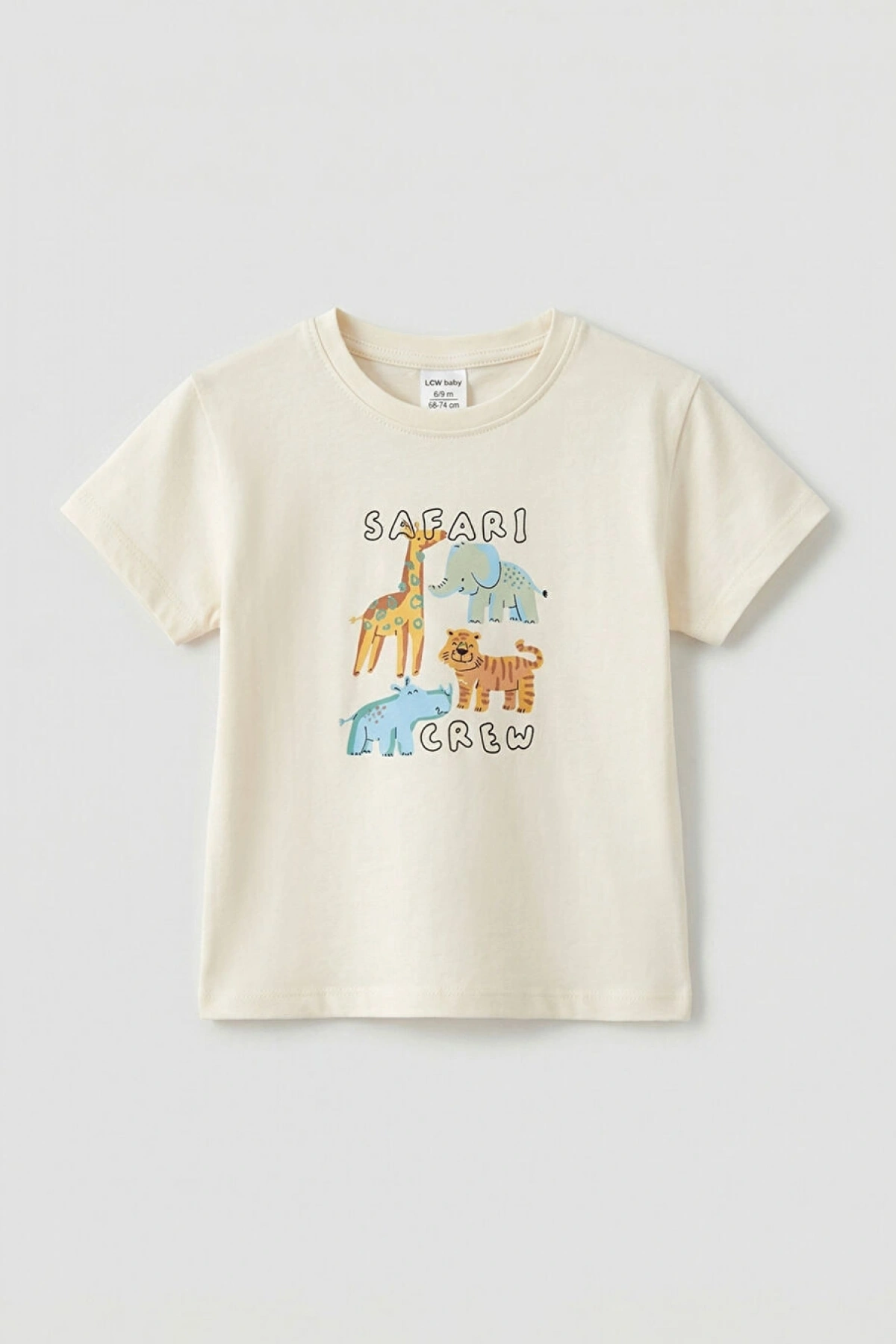 LCW baby Ekru Erkek Bebek Baskılı Tişört Ve Şort