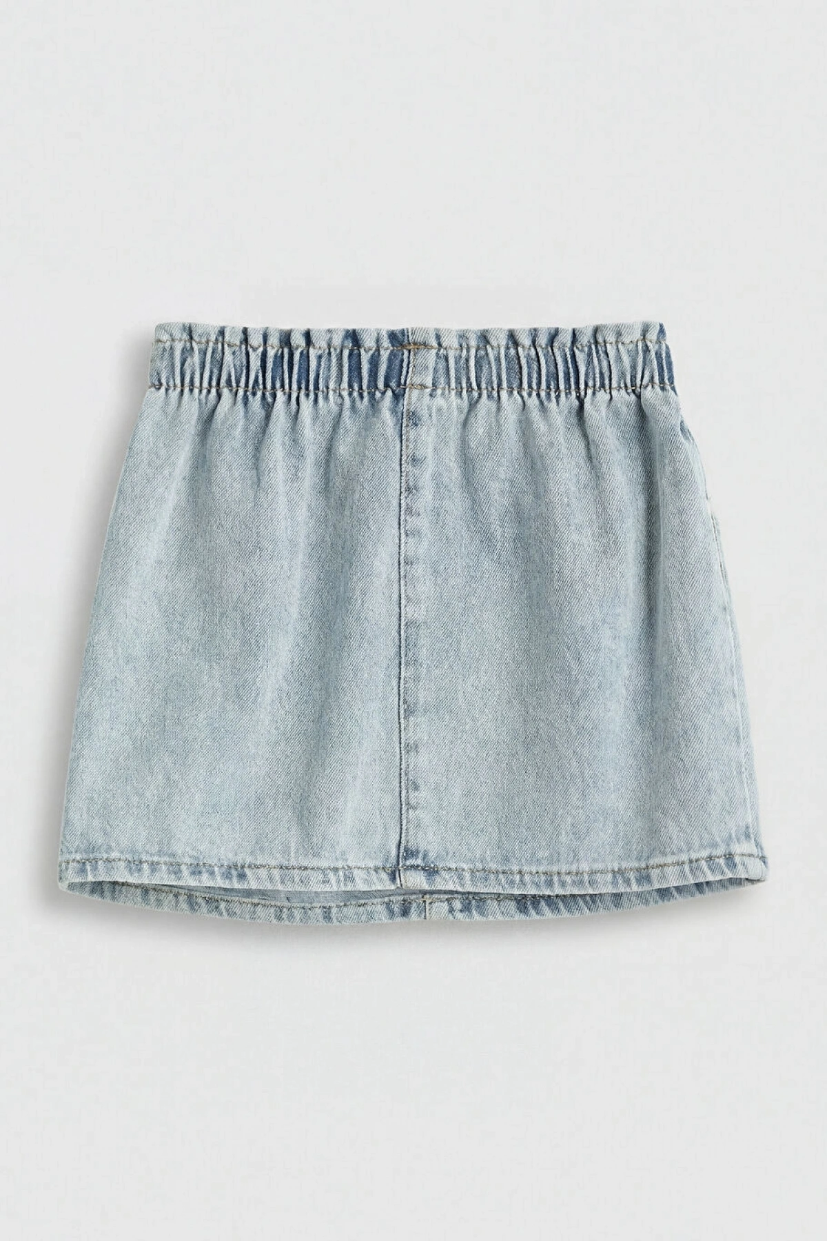 LCW Kids Indigo Çiçek Nakışlı Beli Lastikli Kız Çocuk Jean Etek