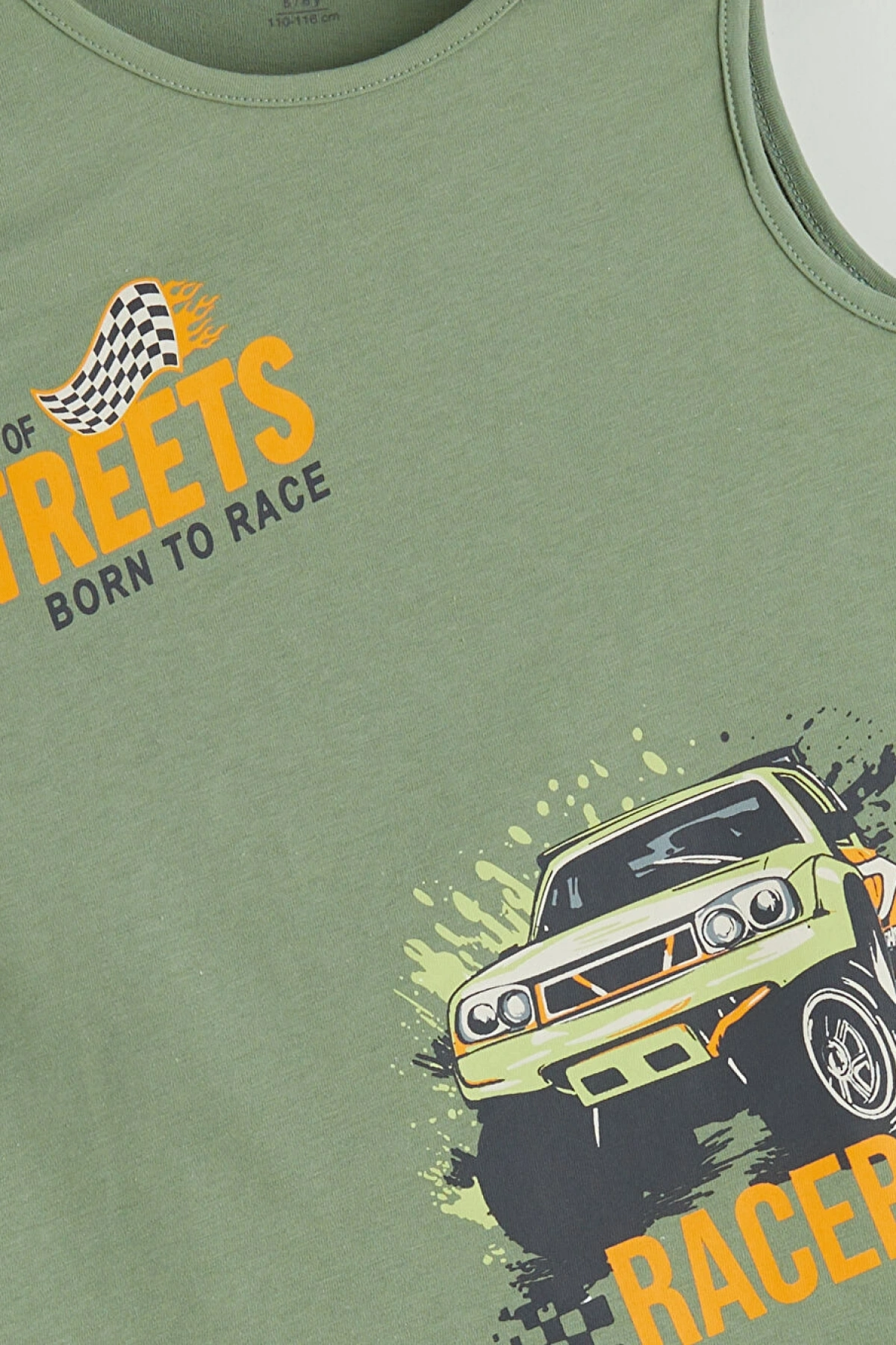 LCW Kids Yeşil Bisiklet Yaka Baskılı Erkek Çocuk Atlet