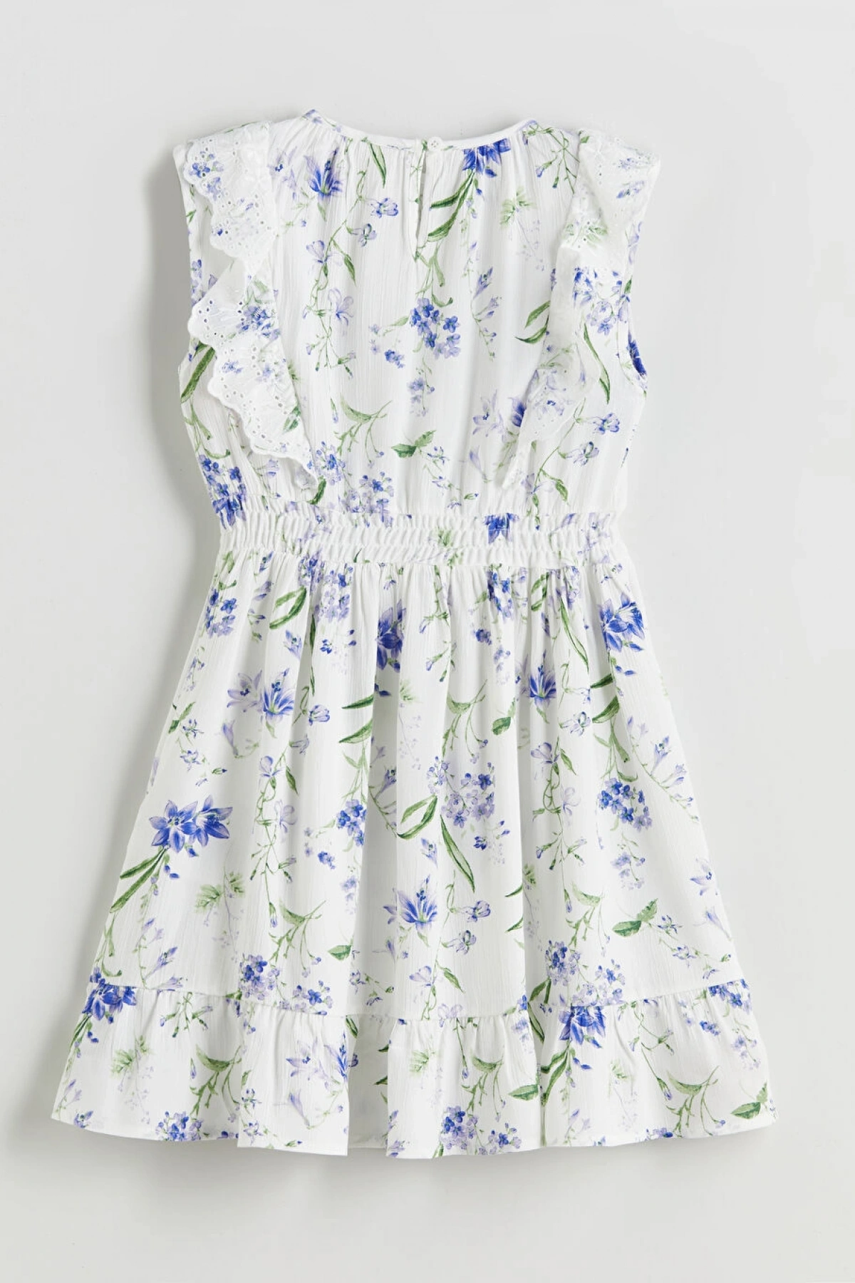 LCW Kids Beyaz Bisiklet Yaka Çiçekli Kız Çocuk Elbise