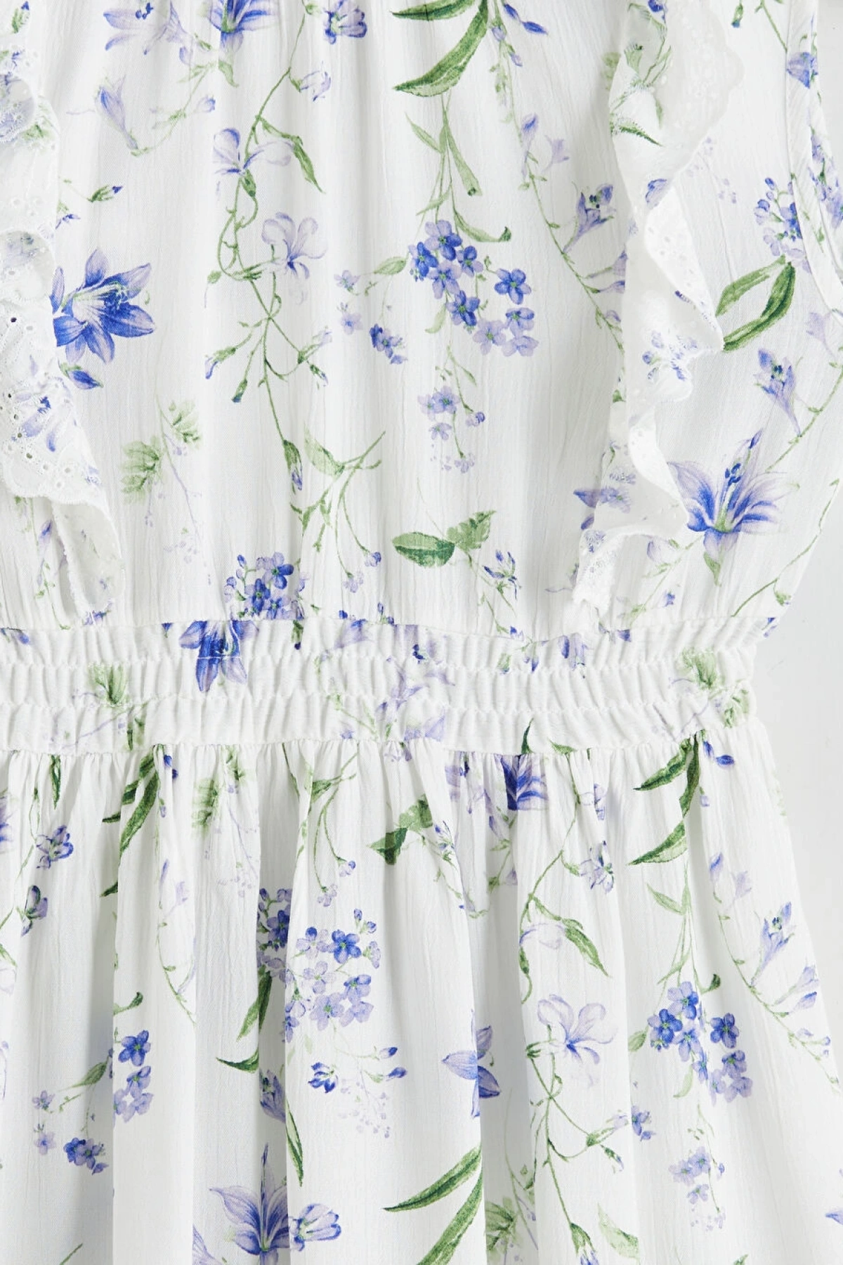 LCW Kids Beyaz Bisiklet Yaka Çiçekli Kız Çocuk Elbise