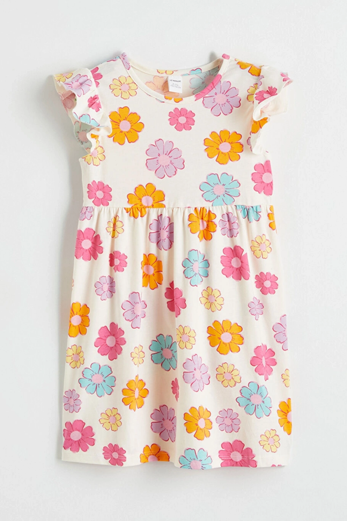 LCW Kids Ekru Çiçek Desenli Kız Çocuk Elbise