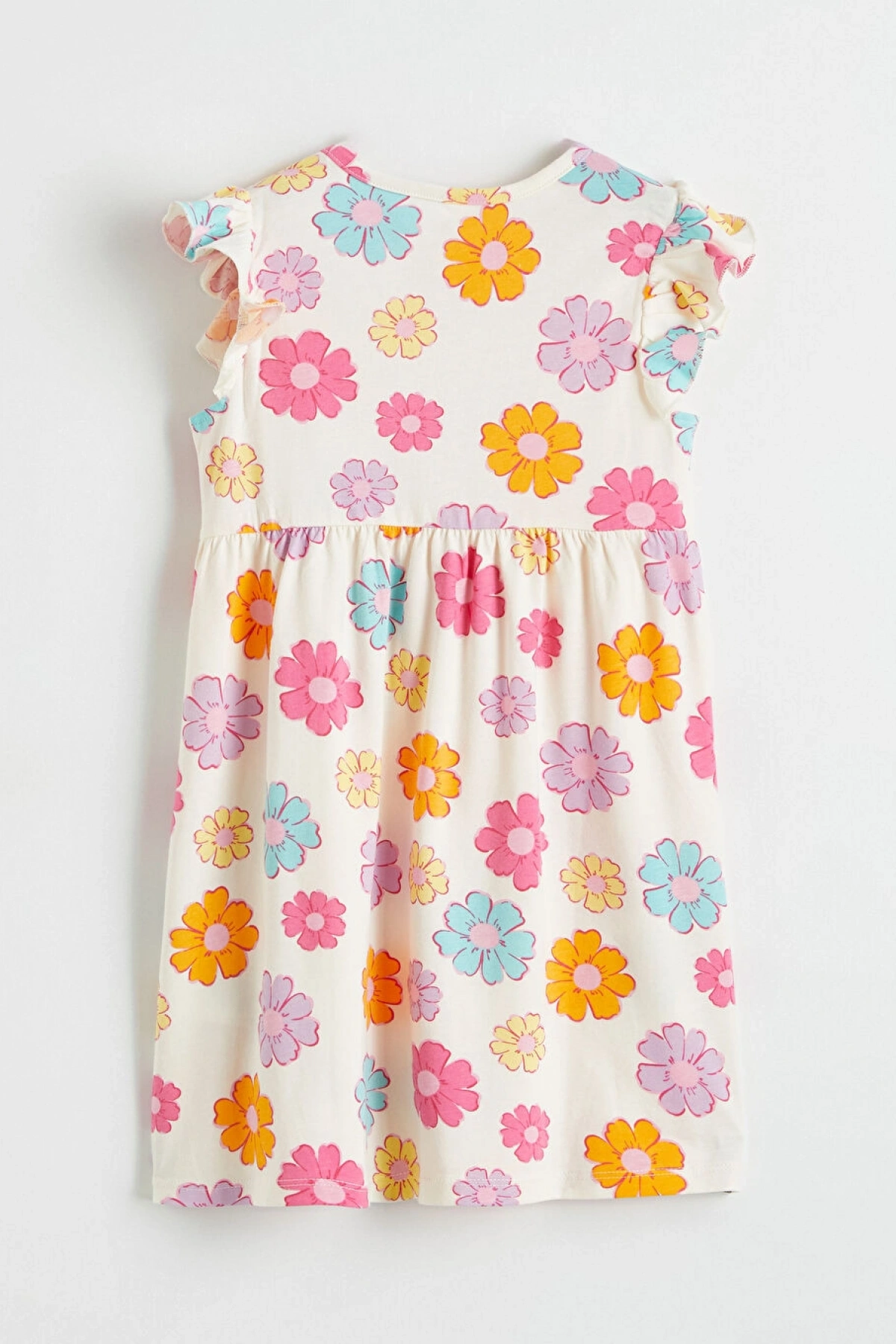 LCW Kids Ekru Çiçek Desenli Kız Çocuk Elbise