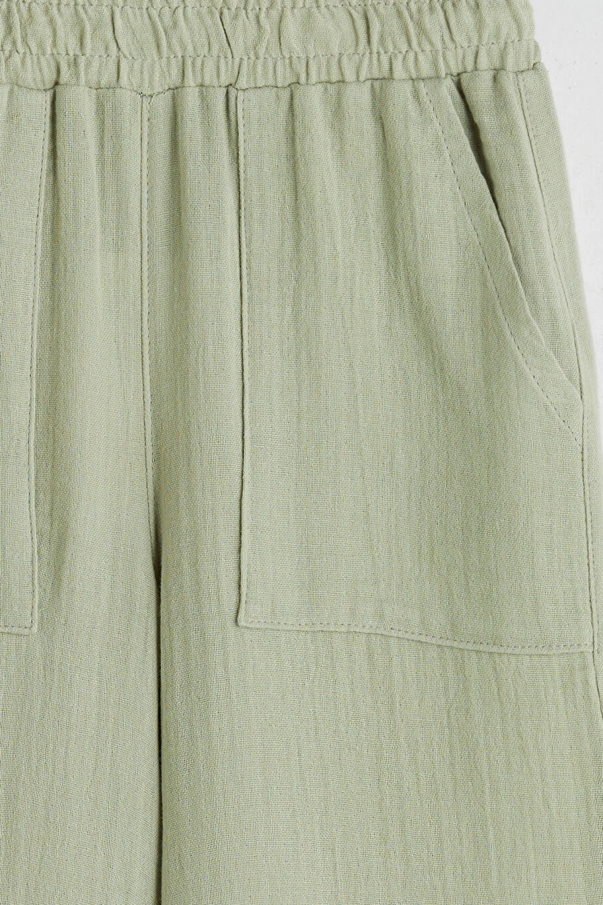 LCW Kids Haki Beli Lastikli Müslin Kız Çocuk Pantolon