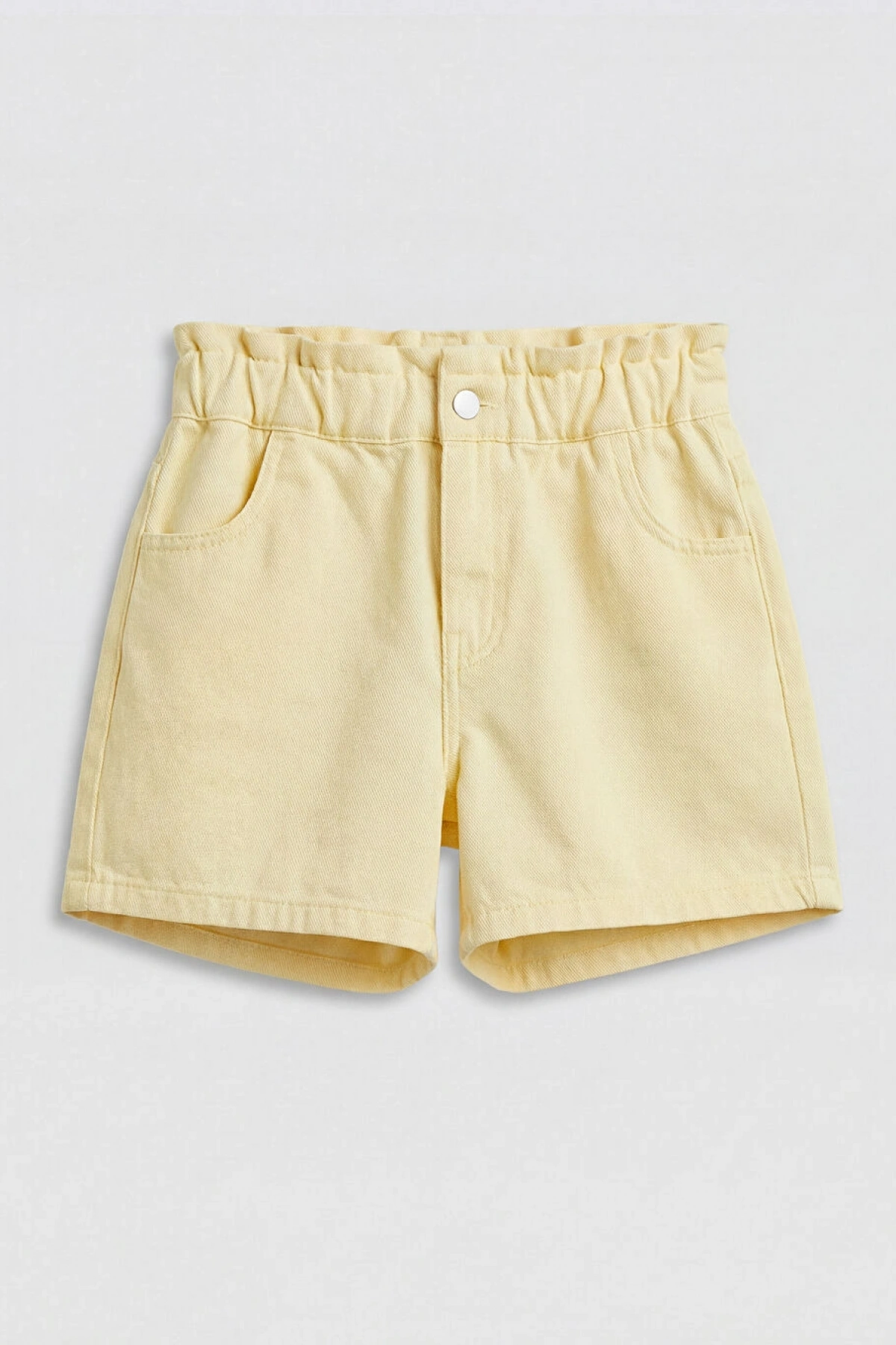 LCW baby Sarı Beli Lastikli Kız Bebek Gabardin Şort