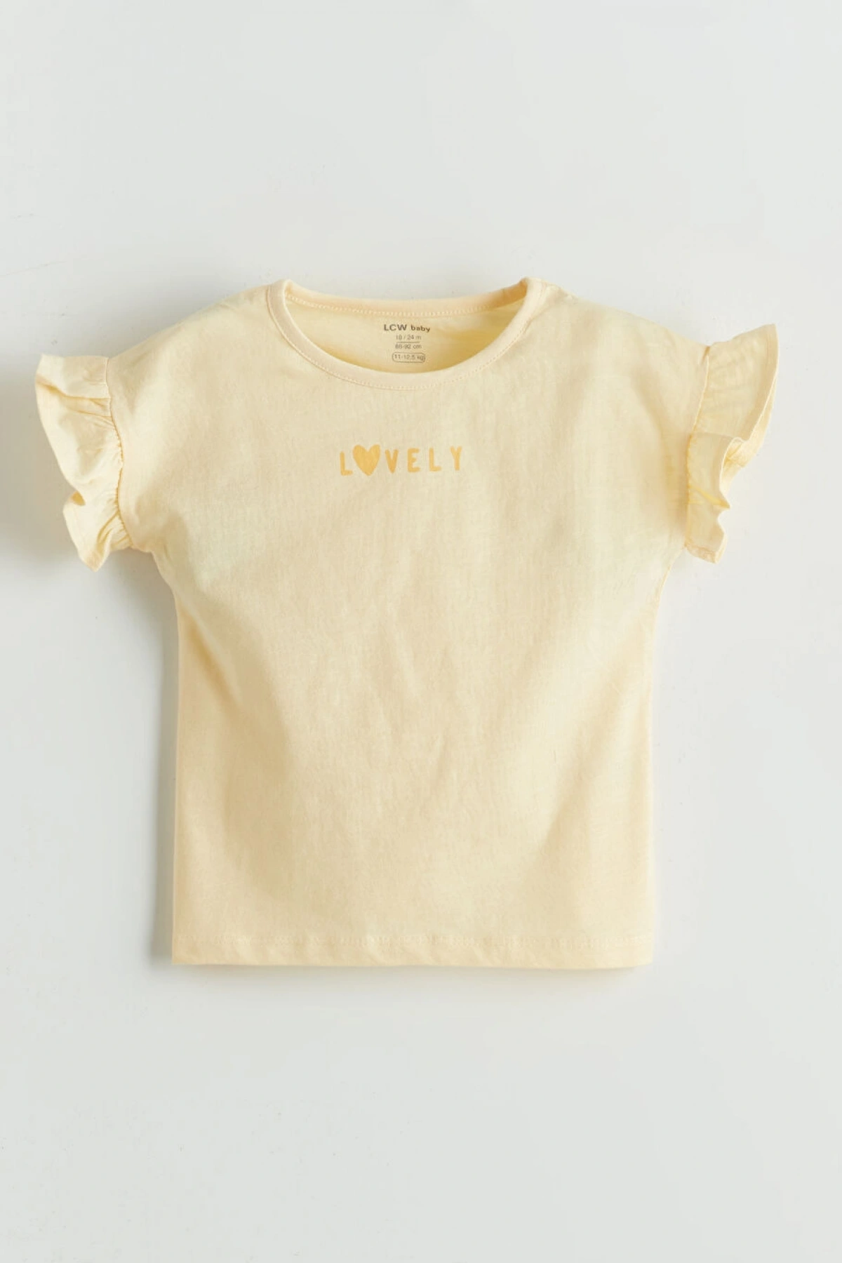 LCW baby Sarı Bisiklet Yaka Kız Bebek Şortlu Pijama Takımı