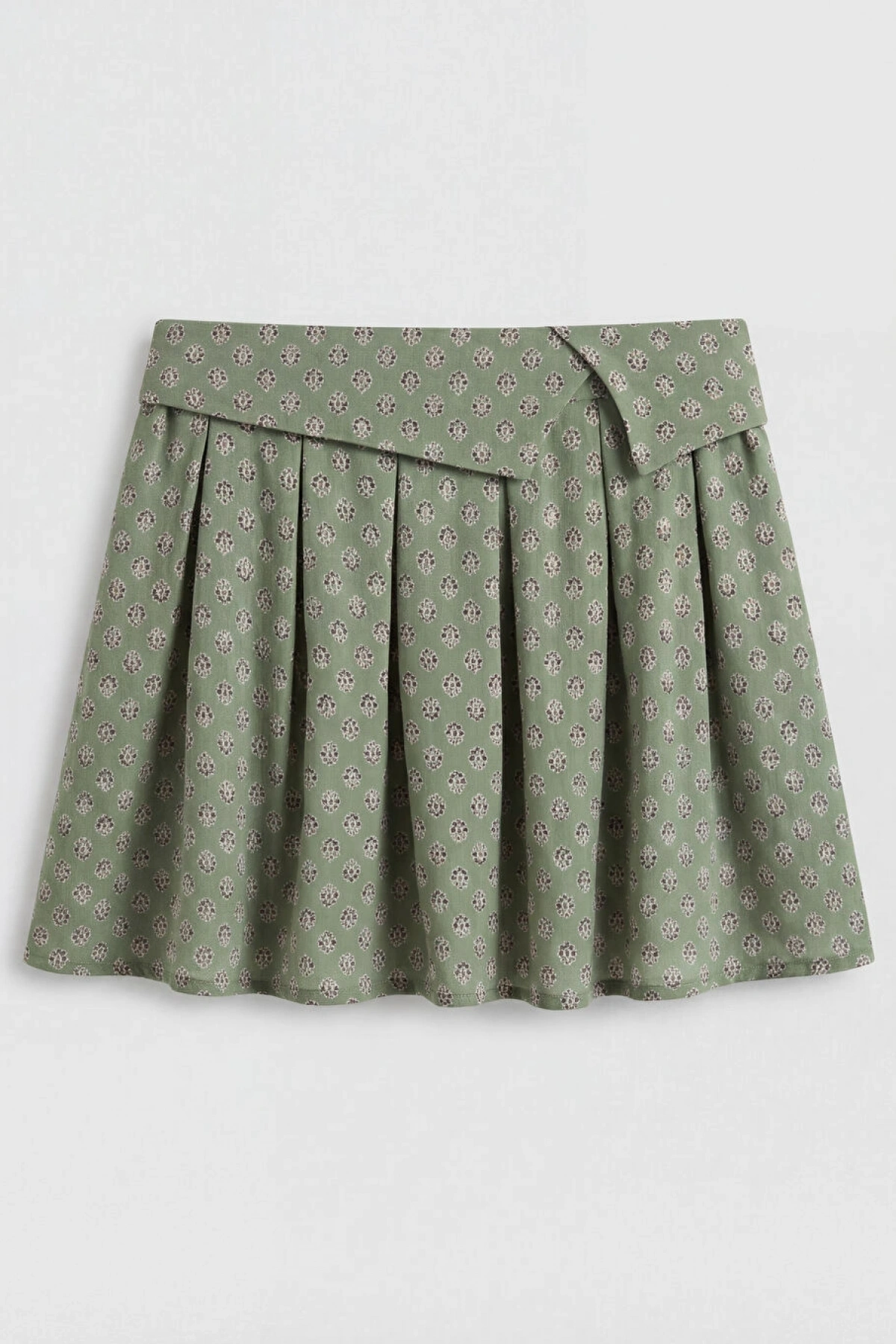 LCW Kids Yeşil Pileli Desenli Kız Çocuk Etek