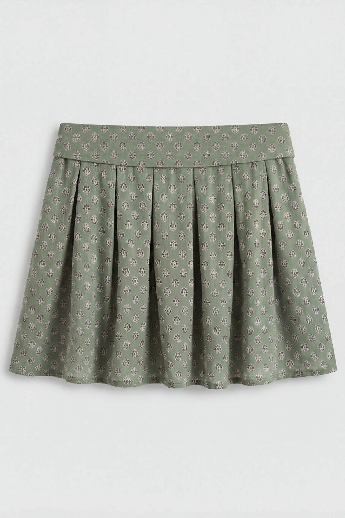 LCW Kids Yeşil Pileli Desenli Kız Çocuk Etek