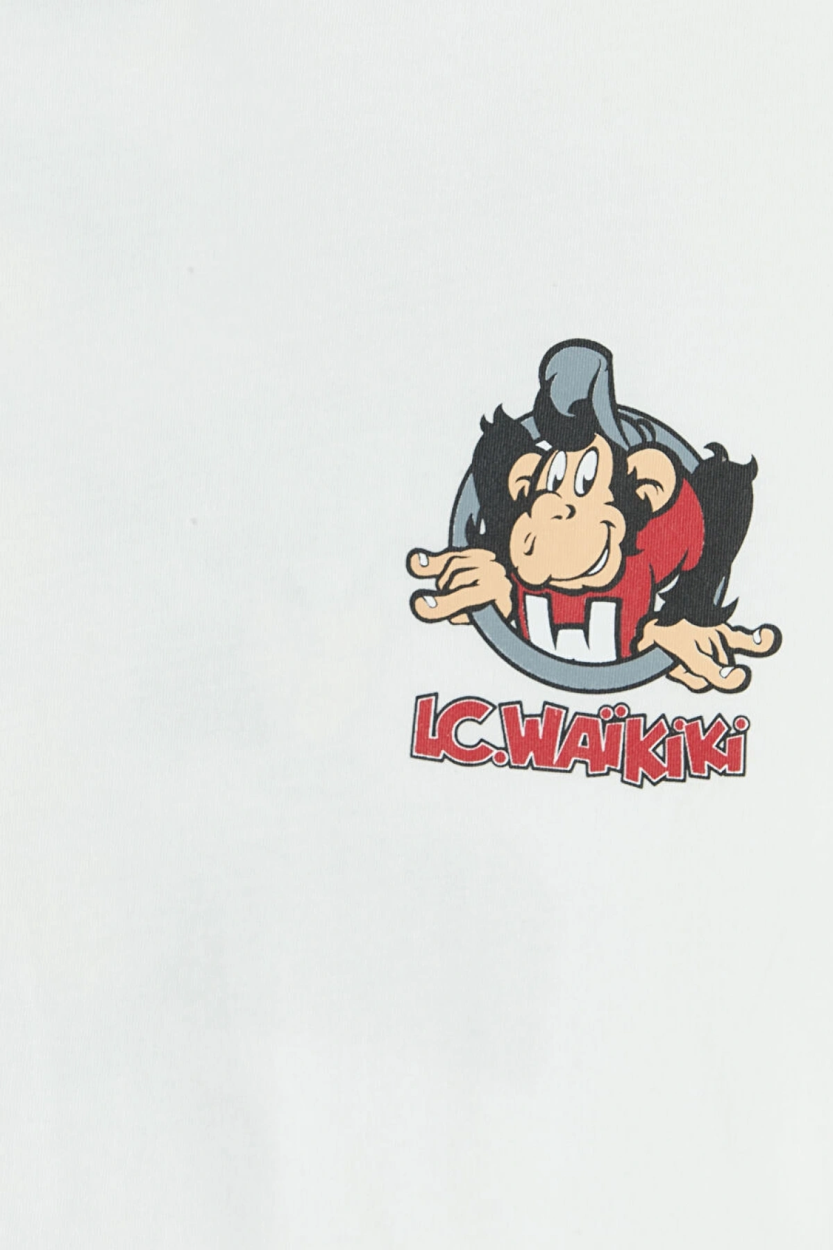 LCW Kids Ekru Nostaljik Maymun Baskılı Erkek Çocuk Tişört