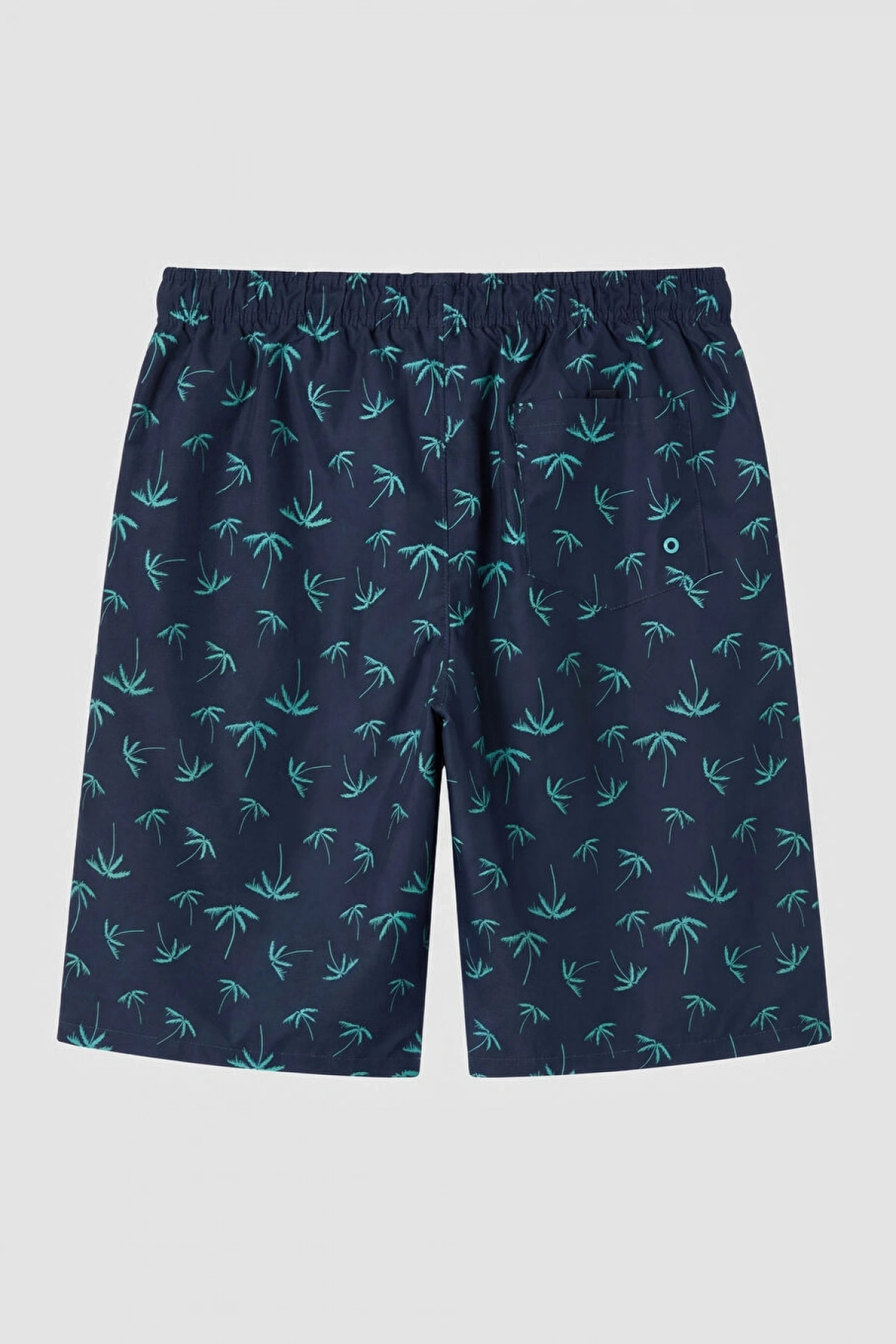 LCW Lacivert Diz Hizası Boy Palmiye Desenli Erkek Deniz Şortu