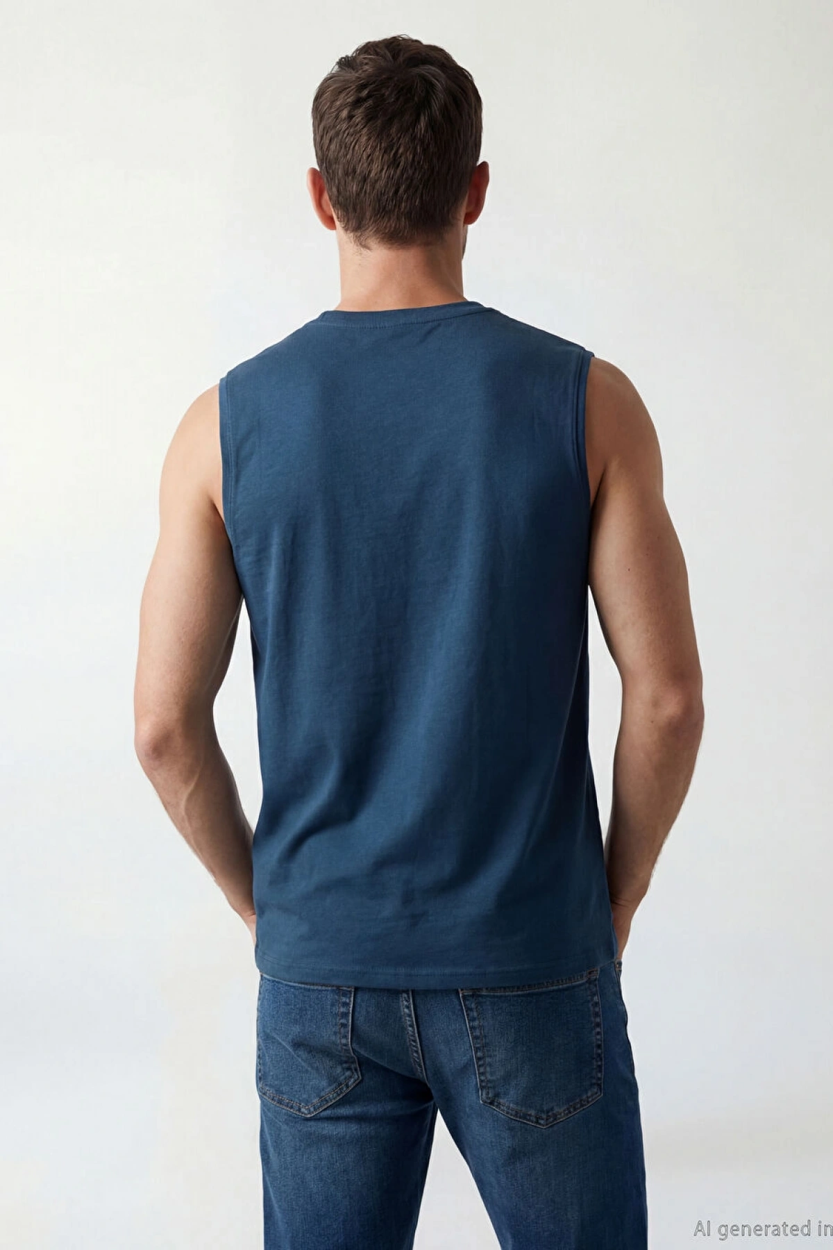 LCWAIKIKI Classic Lacivert Bisiklet Yaka Baskılı Erkek Kolsuz Tişört