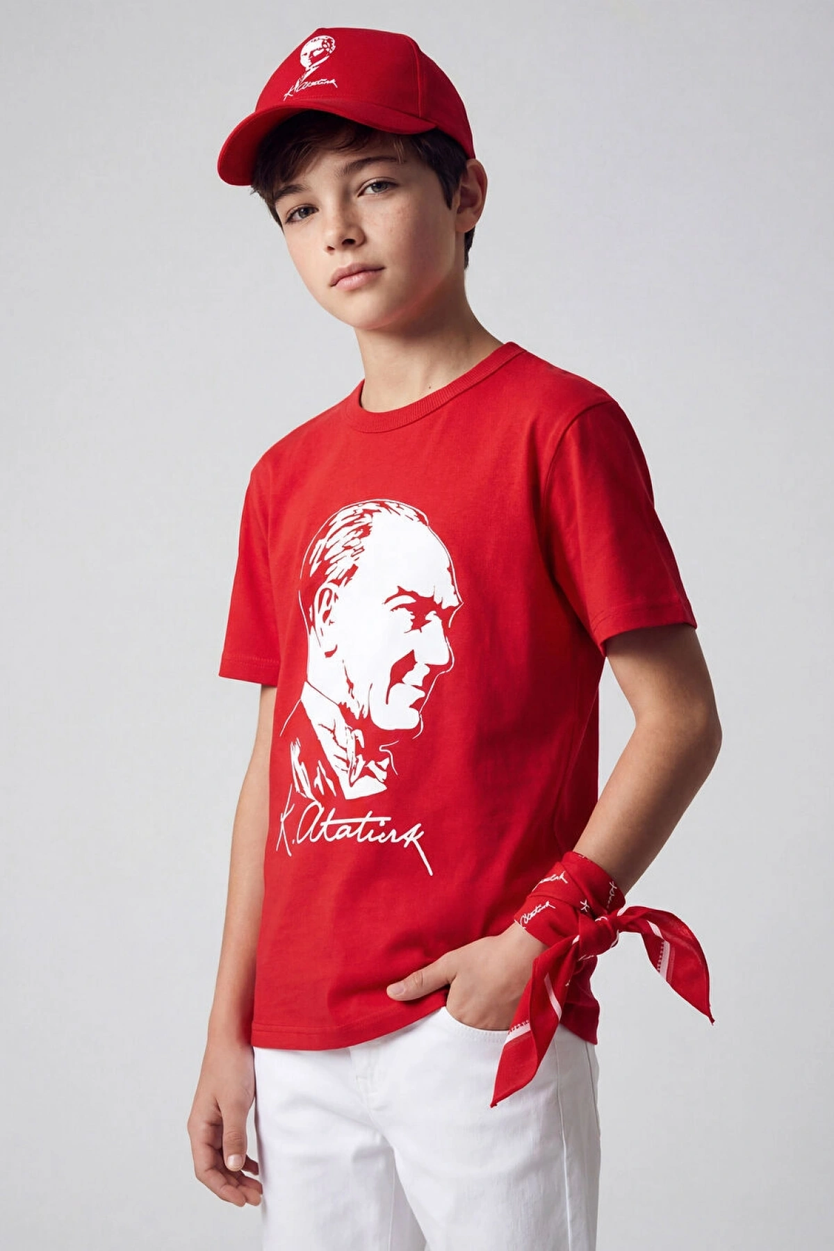 LCW Kids Kırmızı Atatürk Baskılı Erkek Çocuk Tişört