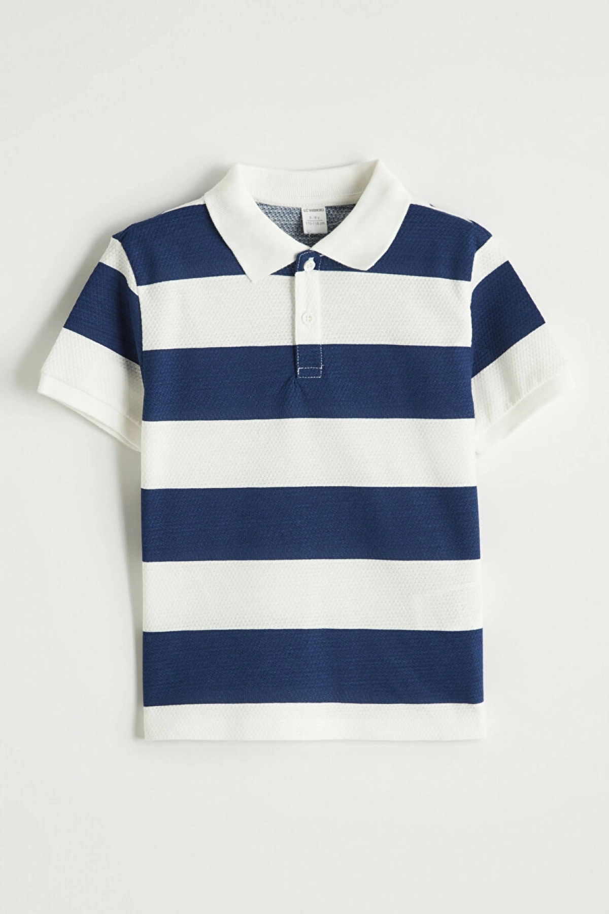 LCW Kids Indigo Polo Yaka Çizgili Erkek Çocuk Tişört