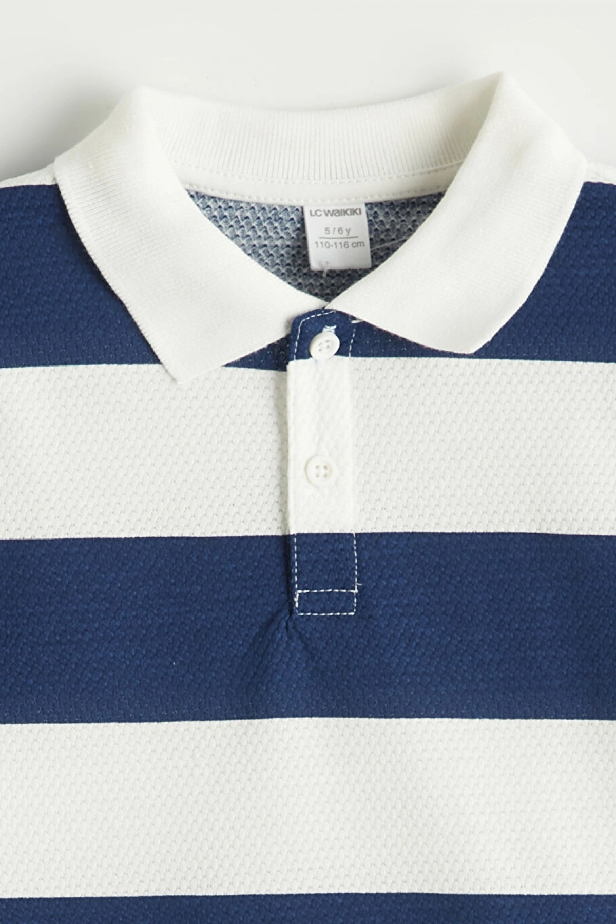 LCW Kids Indigo Polo Yaka Çizgili Erkek Çocuk Tişört