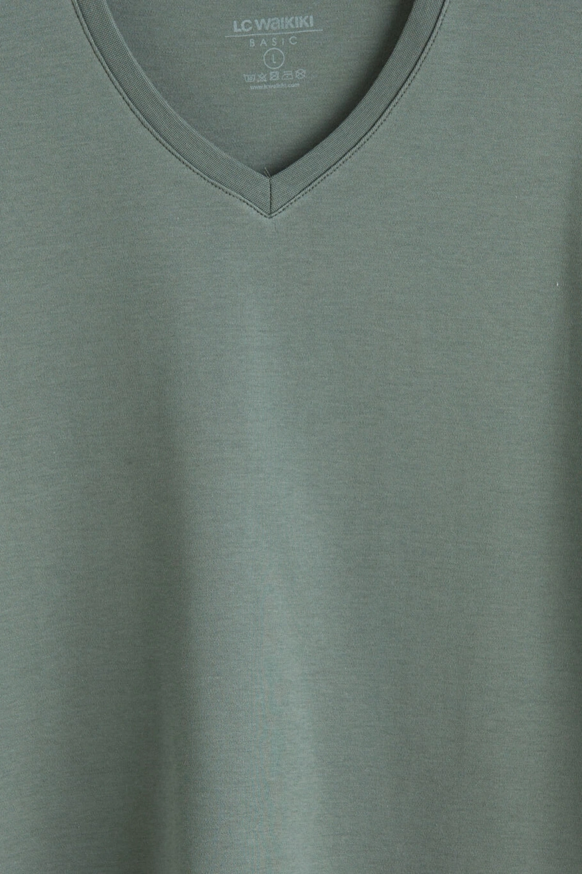 LCWAIKIKI Classic Yeşil V Yaka Erkek Tişört