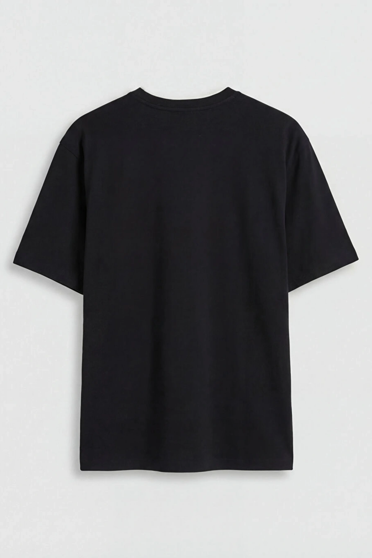 XSIDE Siyah Bisiklet Yaka Nakışlı Erkek Tişört