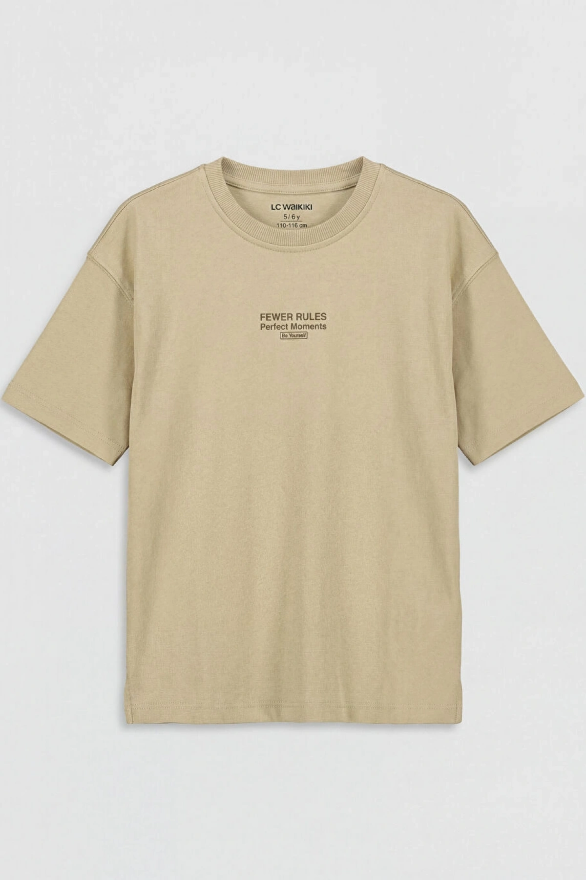 LCW Kids Haki Bisiklet Yaka Baskılı Erkek Çocuk Tişört