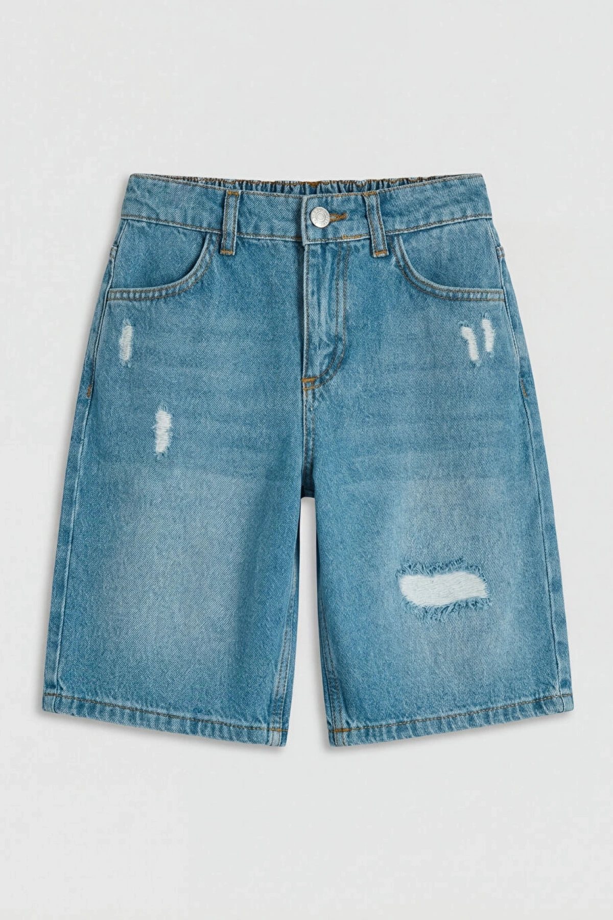 LCW Kids Indigo Yırtık Detaylı Erkek Çocuk Jean Şort