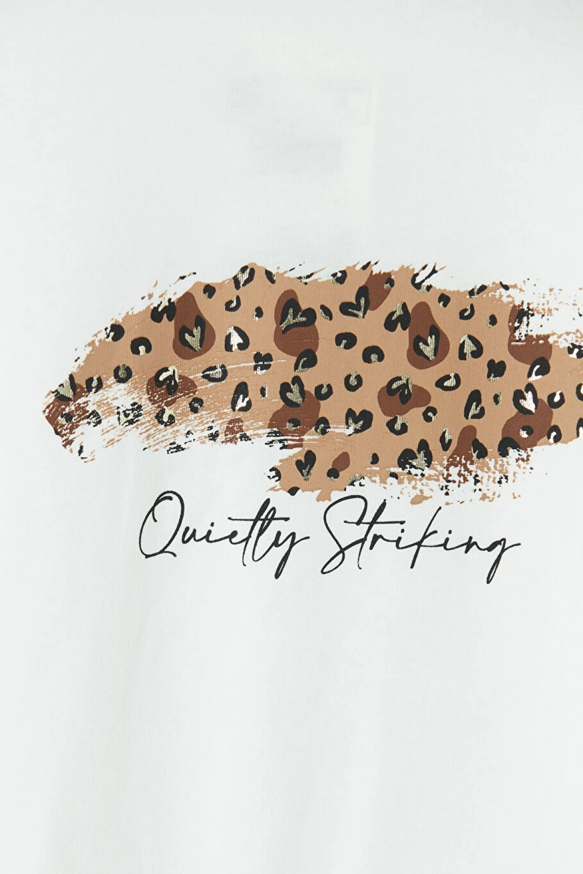 LCW Modest Ekru Bisiklet Yaka Baskılı Kadın Tişört